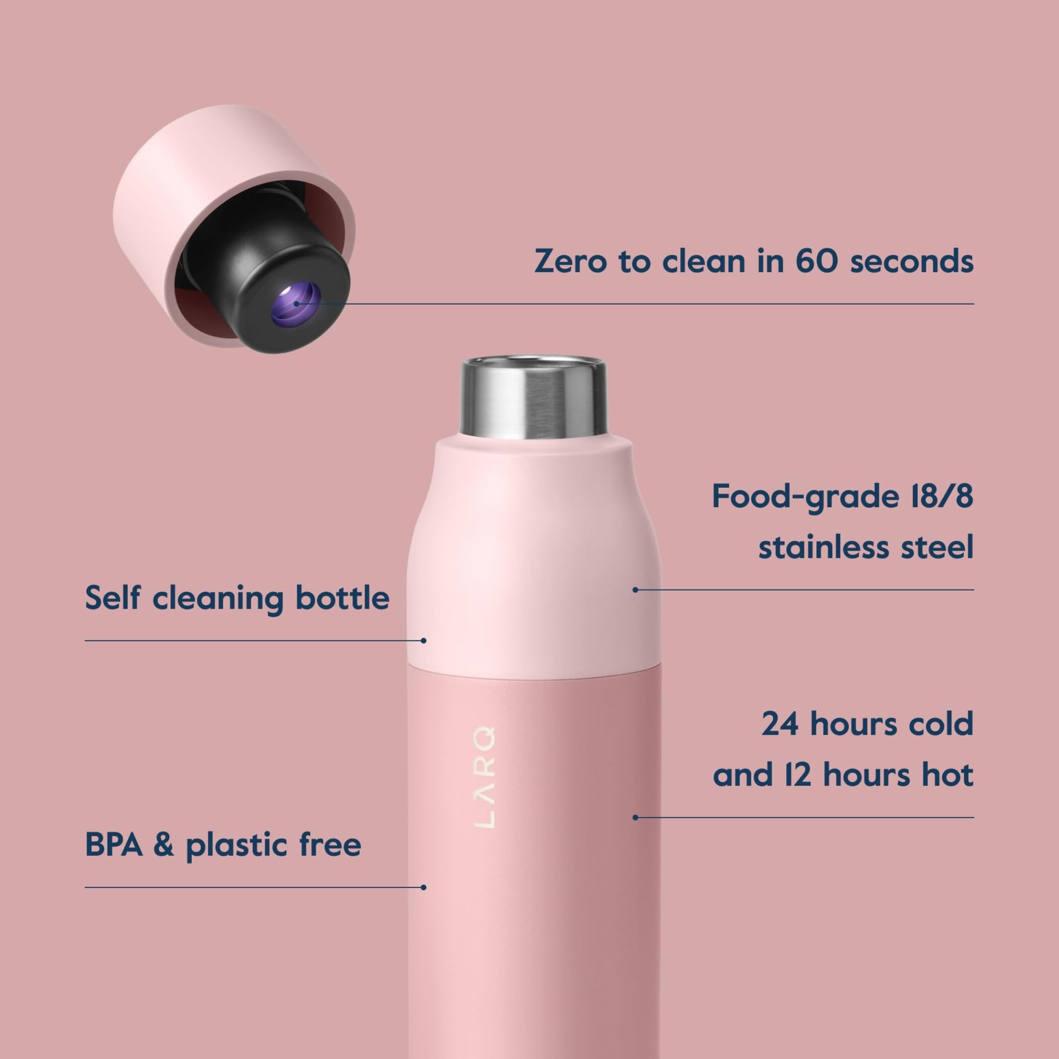 Larq Bottle Purevis 17 Oz - Self-Cleaning And Insulated Stainless Steel Water Bottle With Uv Water