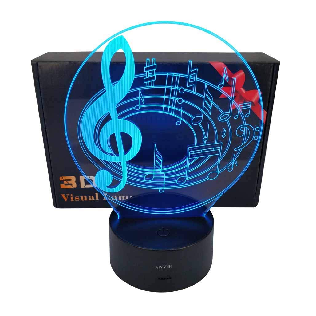 Lluukk 3D Optical Illusion Led Nigth Light Music Note Table Desk Lamp 7 Color Changeable Led Night Light Home Party Decoration For Birthday Christmas Xmas Festival Toy For Music Lovers Fans …