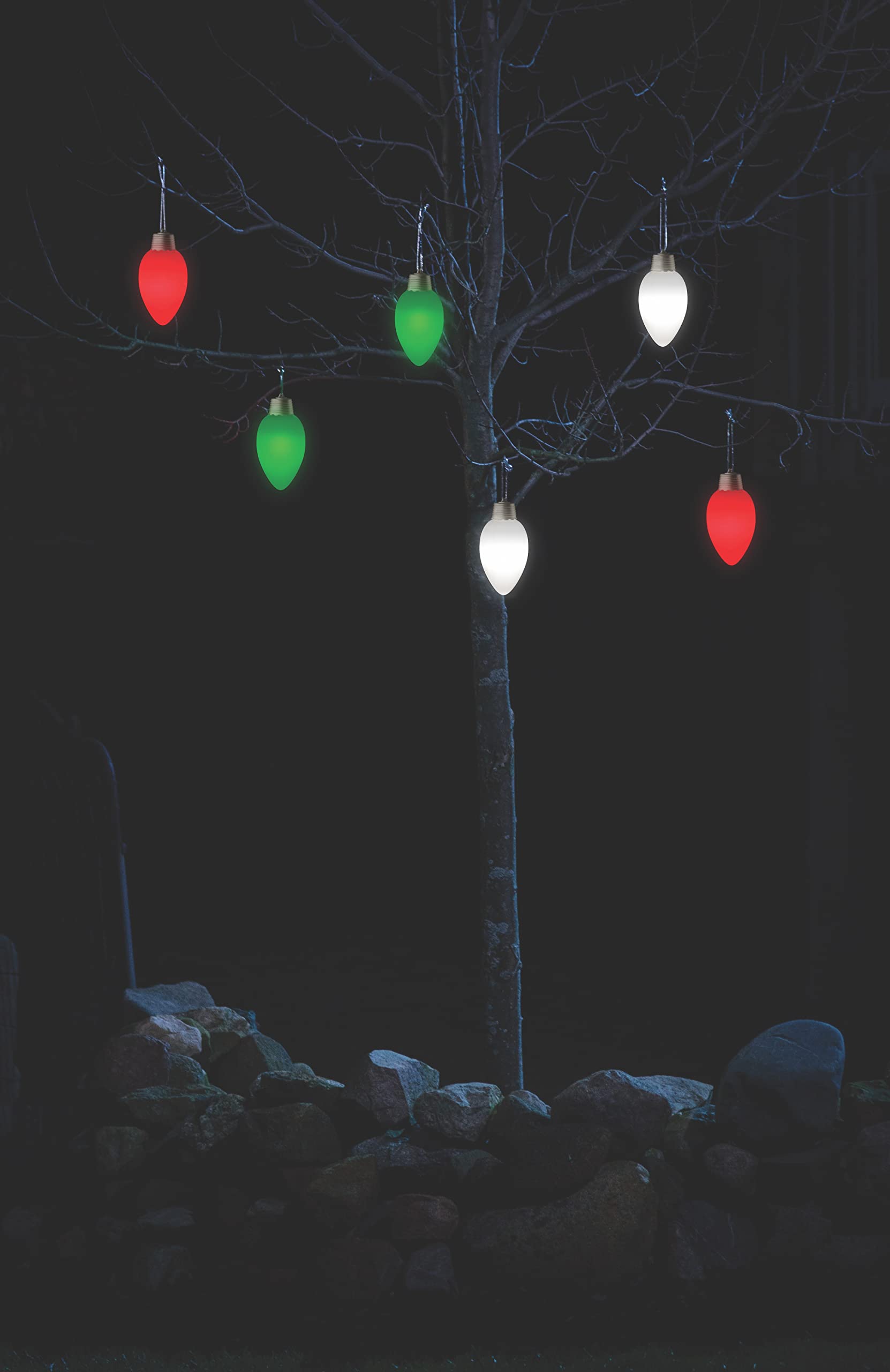 Xodus Innovations Wp960-3 Battery Powered Hanging Decorative Outdoor Pulsing 8 Inch C9 Bulb Style Light With Sensor Turns-On At Dark, Pack Of 3, Green