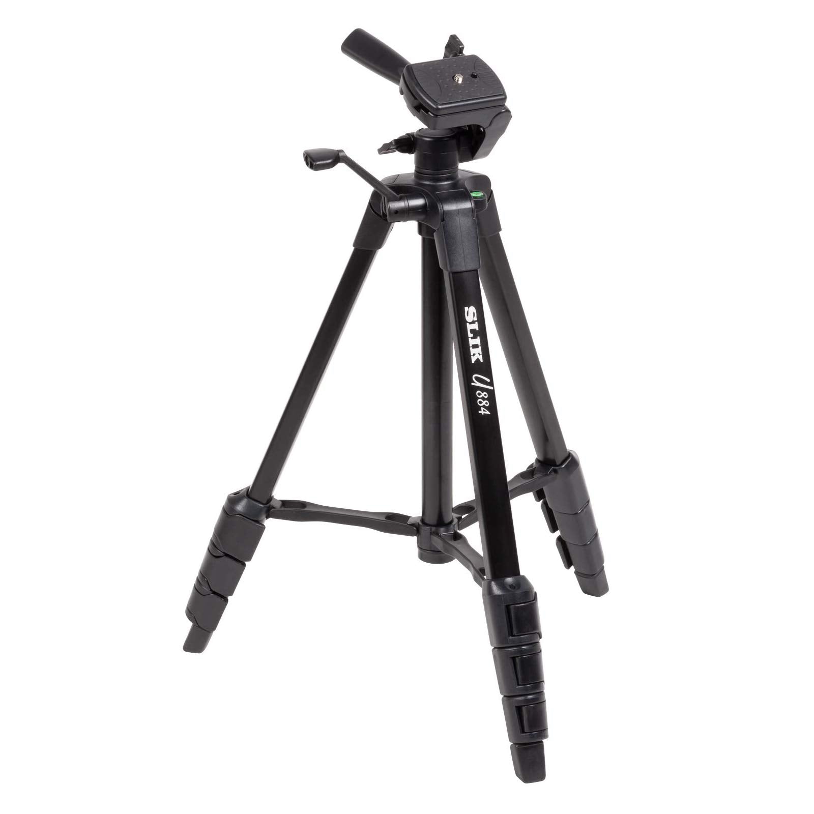 Slik U884 4-Stage Compact Lightweight Folding Aluminum Travel Portable Dslr/Slr Video/Camera Tripod With 3-Way Pan Head For Canon Nikon Sony Cameras With Carry Case - Black (612-687)