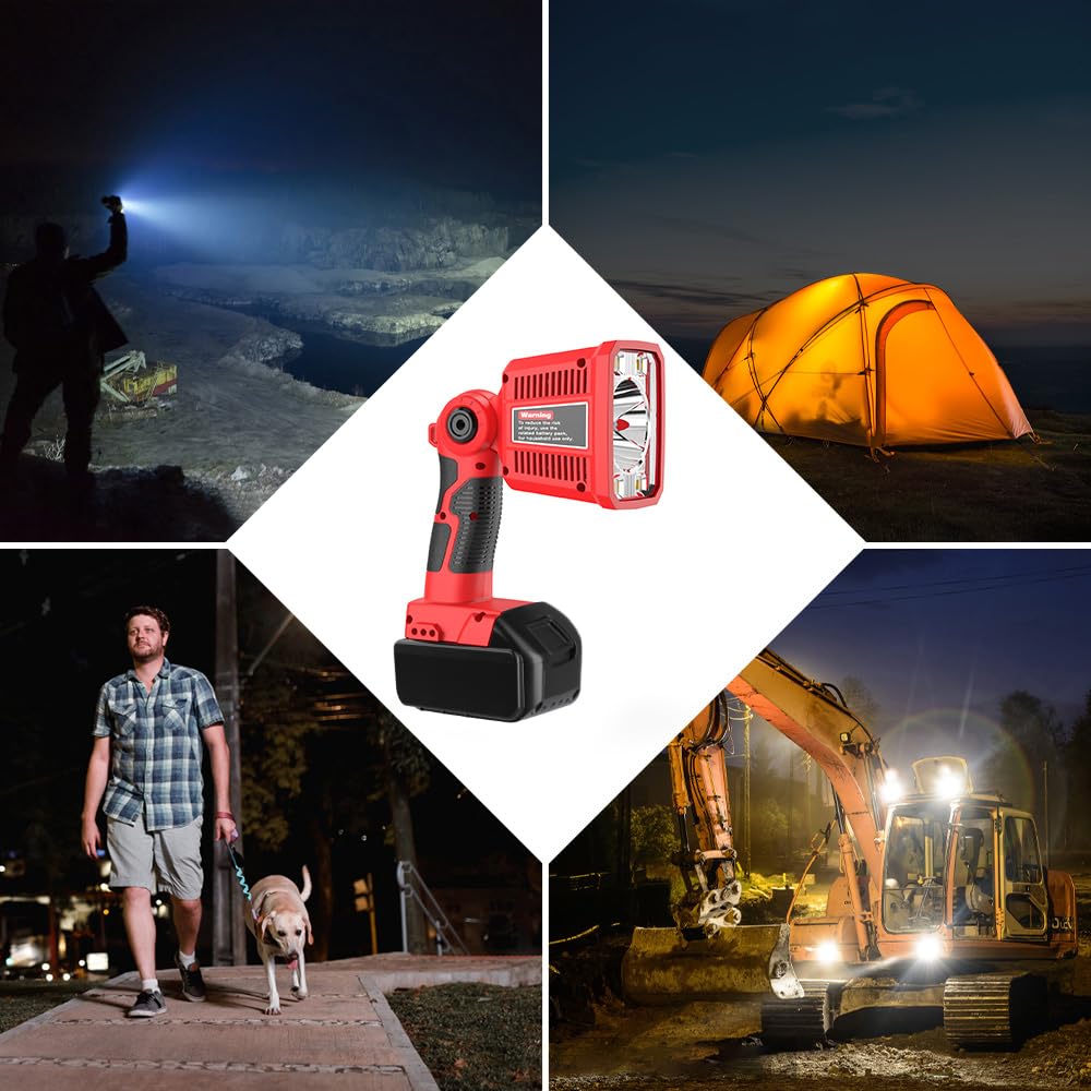 Dteztech 18W Flashlight For Milwaukee M18 18V Lithium-Ion Battery, 1250Lm Flashlight Floodlight With Usb Port, Jobsite Light Tool With 110 Degree Pivoting Head Led Work Light For Outdoor Camping