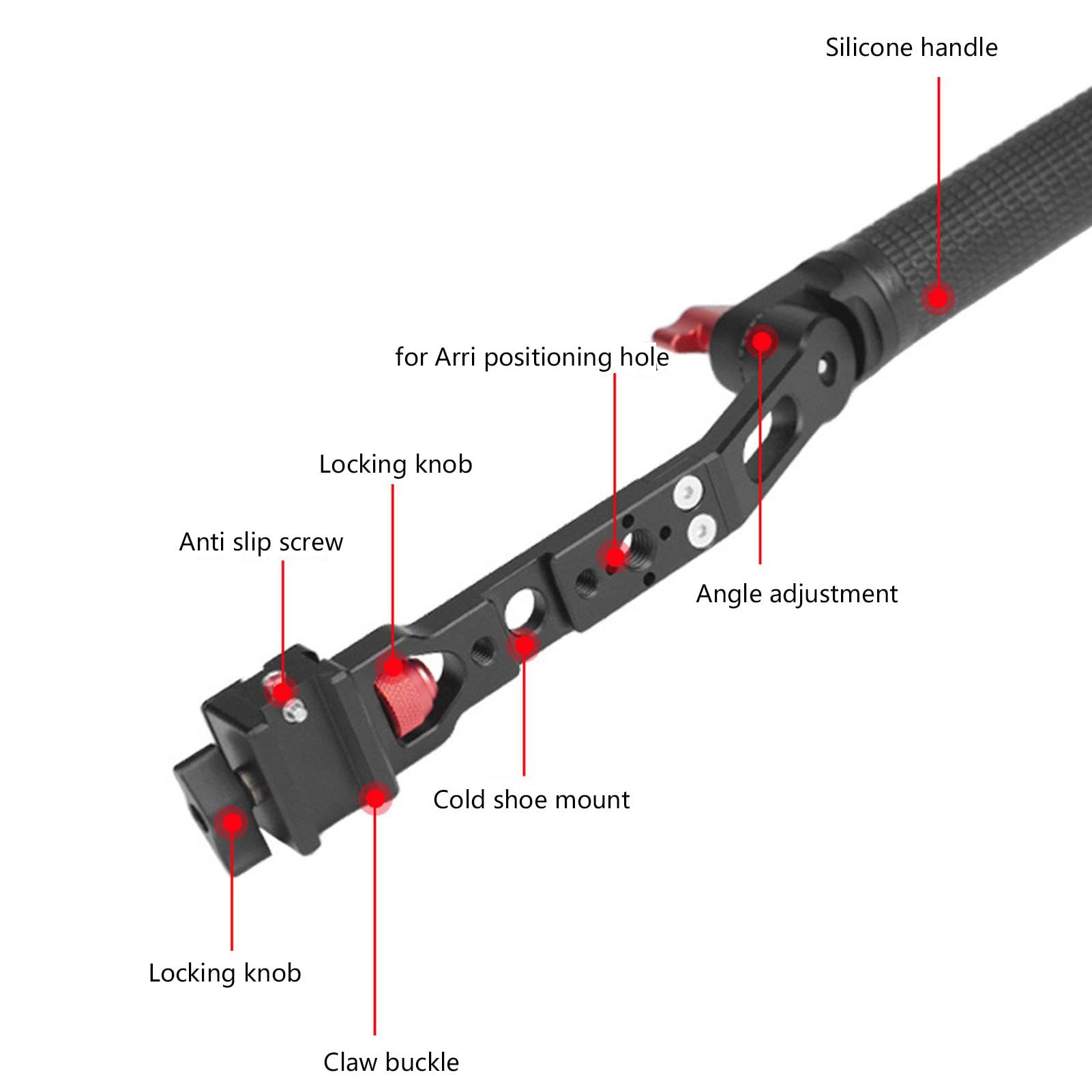 Pilipane Handgrip, Adjust Slinger Handgrip Slinger Handle, Foldable Aluminum Alloy Handle Grip For Ronin Rs Series Stabilizer Accessory