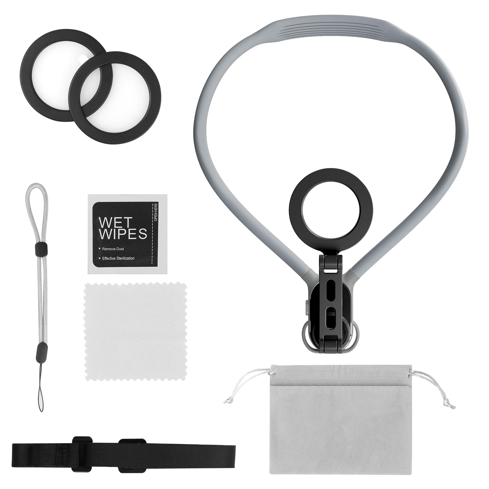 Sxau Magnetic Neck Mount For Phones, Hands- Magnetic Neck Cell Phone Holder For Iphone 15/14/13/12 Series And Android Phones (Grey), Mnh-003