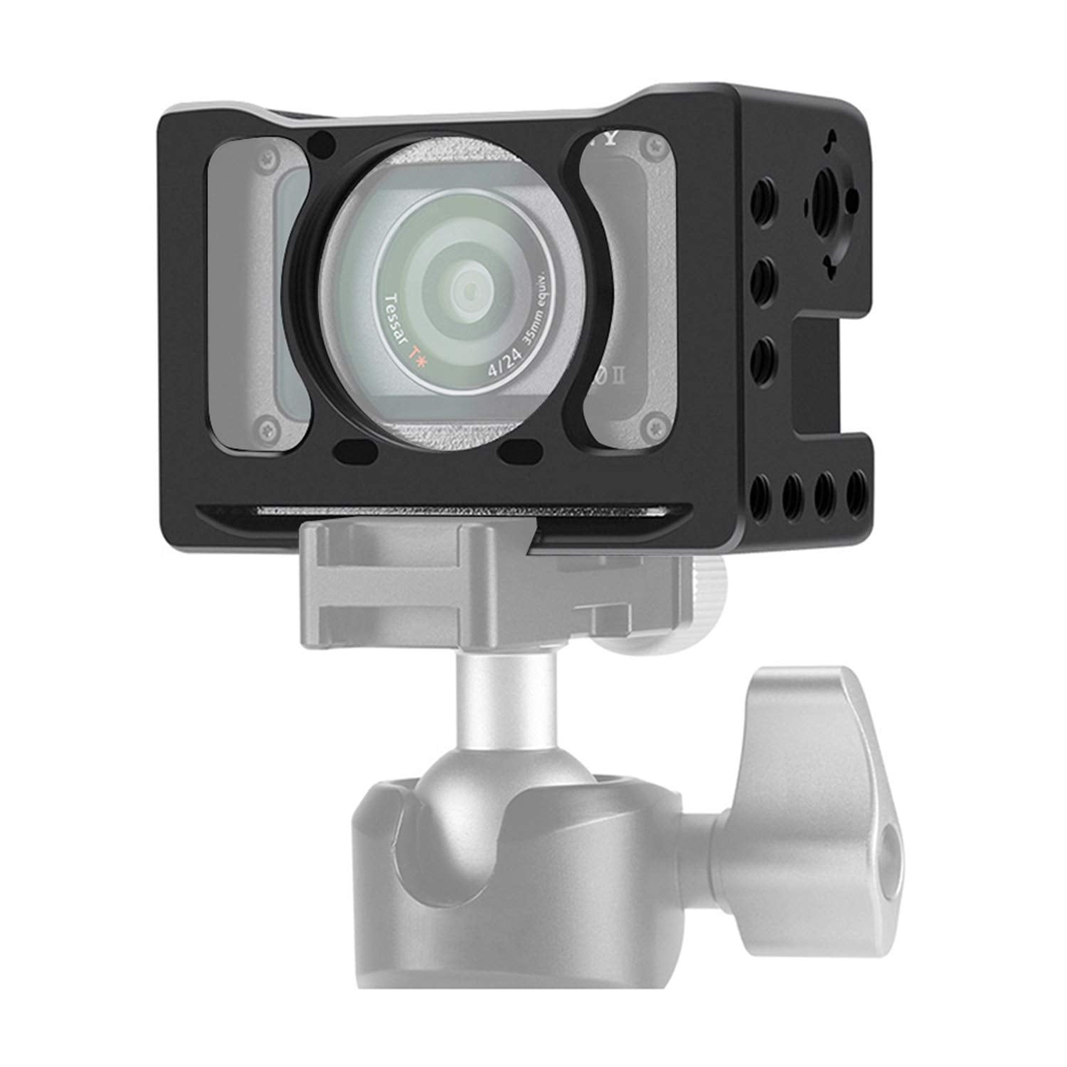 Andoer Camera Vlog Cage Aluminum Alloy Protective Camera Cage With 1/4 3/8 Inch Screw Holes Compatible With Sony Rx0 Ii Digital Camera Microphone Tripod Fill Light