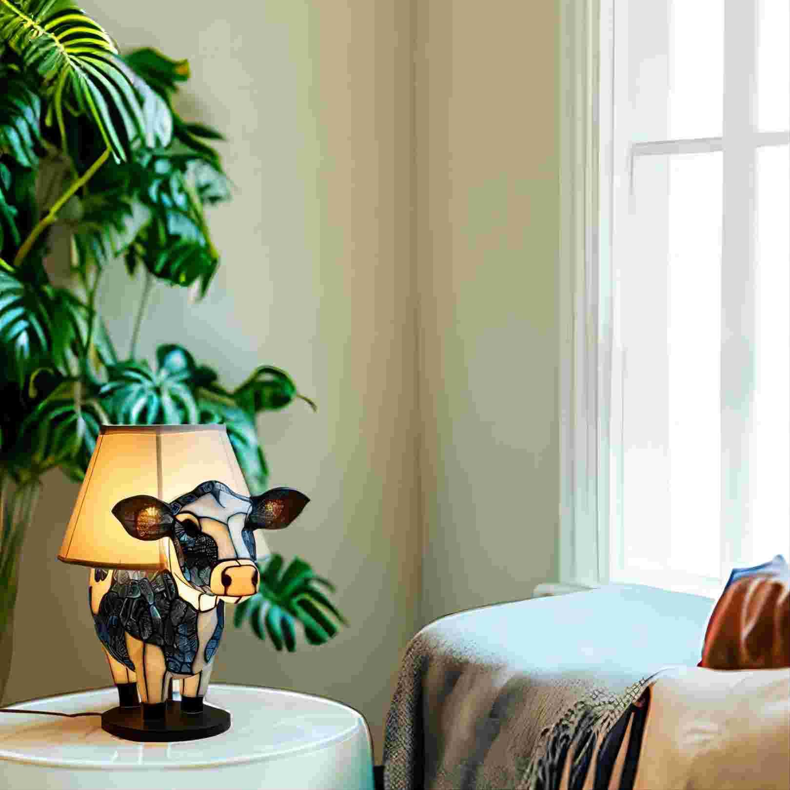 Desniltol Cow Lamp, 3D Animal Table Lamp, Cute Highland Cow Bedside Lamp, Energy-Saving Portable Animal Table Lamp, Cow Night Light With Usb Ports Suitable For Living Room, Bedroom, Home Office