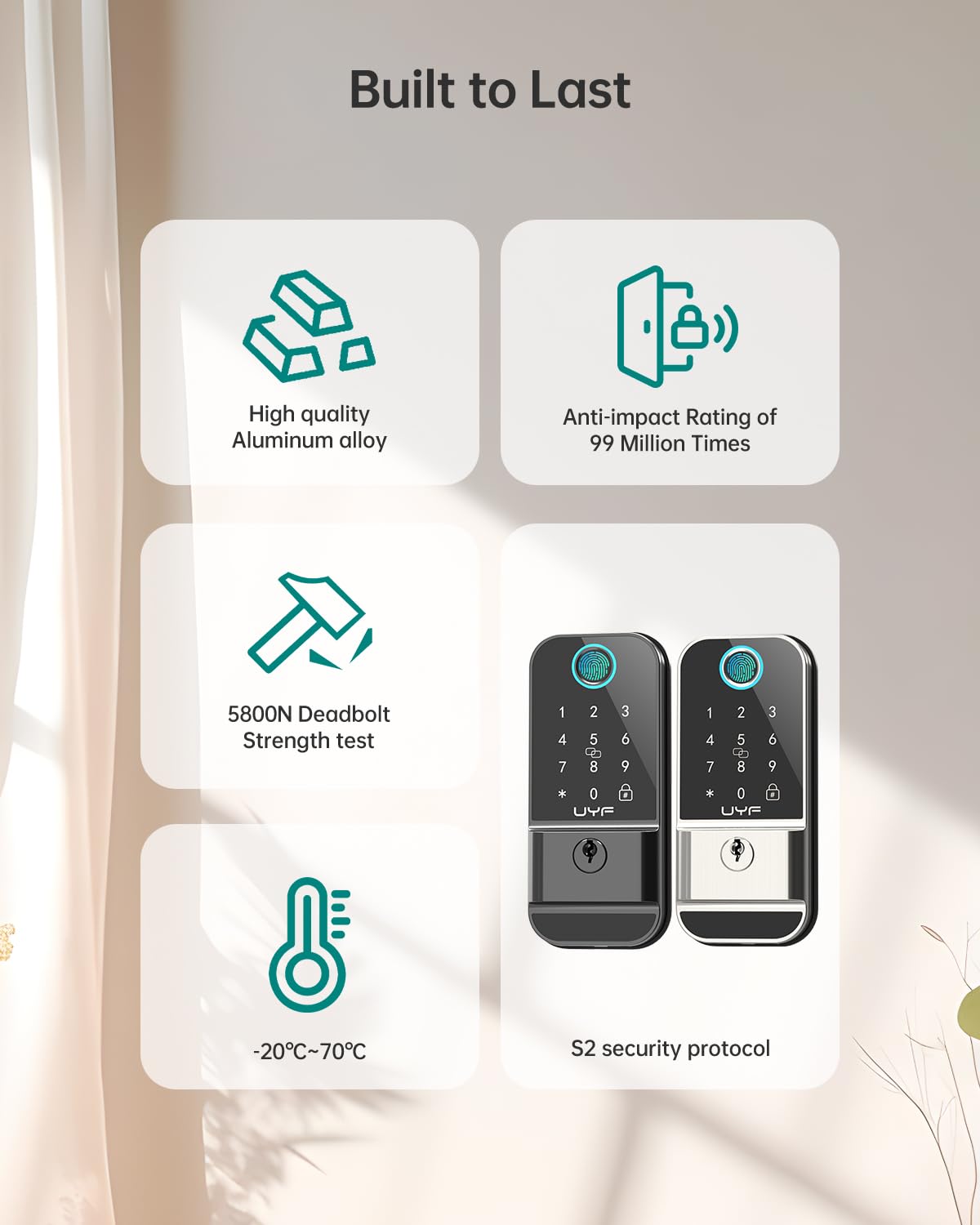 Uyf Wifi Smart Lock For Front Door: Keyless Entry Door Lock Deadbolt With Handle Set Fingerprint Electronic Keypad Door Lock Alexa Bluetooth Code Auto Lock For Home Apartment Black