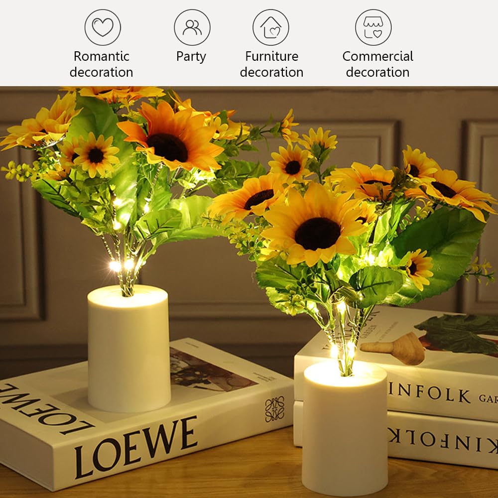 Lifenanny Sunflower Lamp, Battery Operated Artificial Sunflower Led Night Light Flower Table Lamp For Mother'S Day Birthday , Office Desk, Home Bedroom, Bedside Decoration