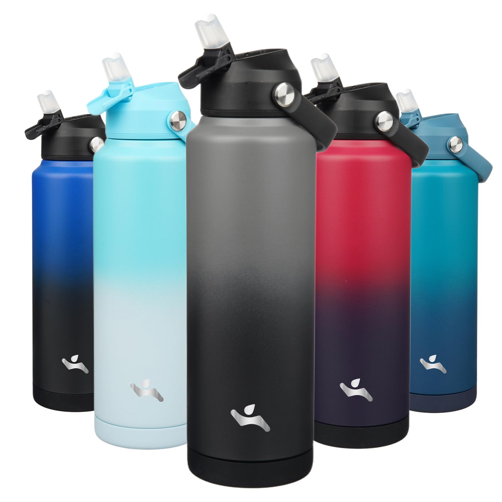 Insulated Water Bottle With Straw Lid,40 Oz Stainless Steel Vacuum Metal Bottle