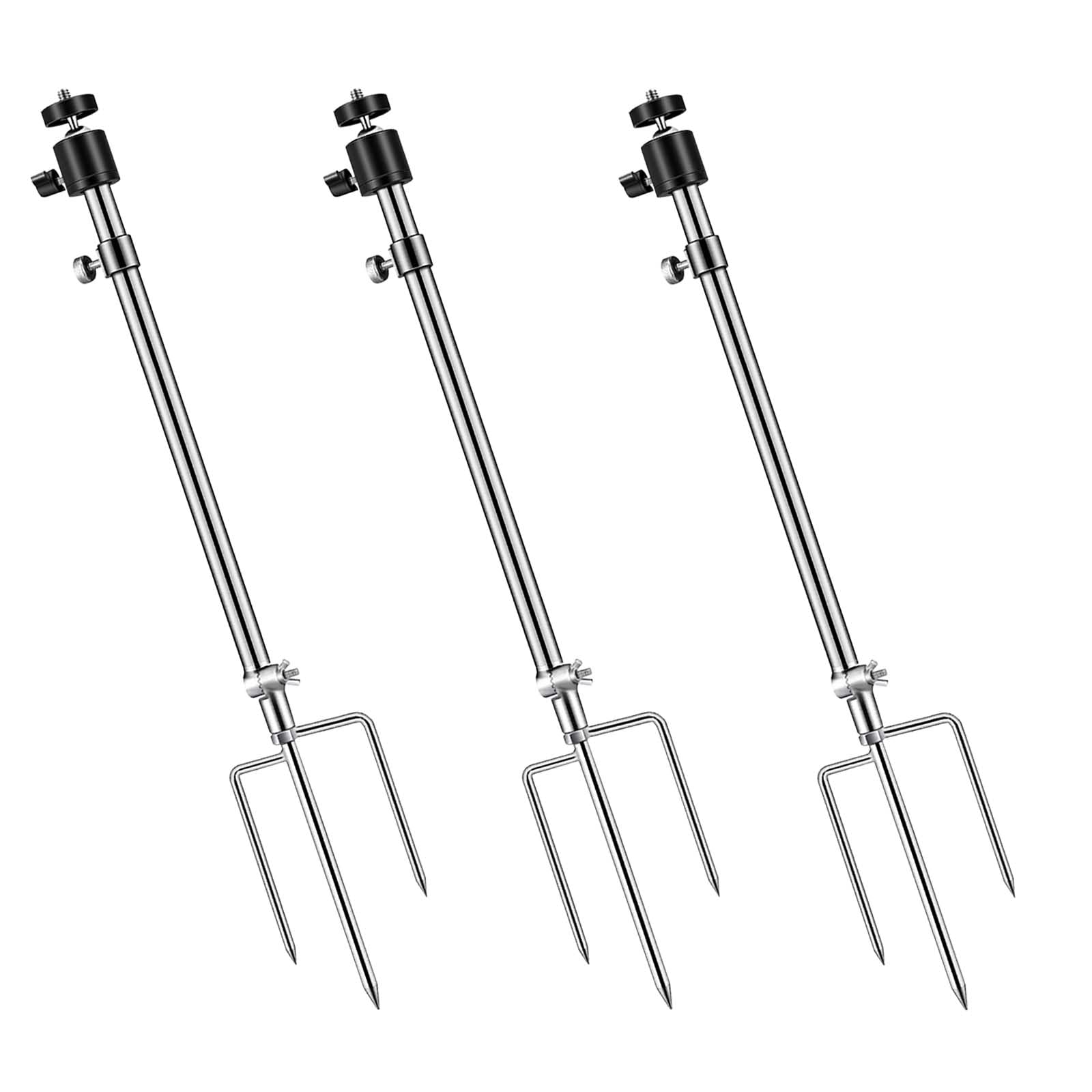 Avcmoto Game & Trail Camera Mount, Trail Camera Stand Mounts Ground Holder, 360 Degree Adjustable Universal Screw Connection 1/4''-20 (6Mm), For Night Fishing Lights, Solar Panels, Etc. (3 Pack)