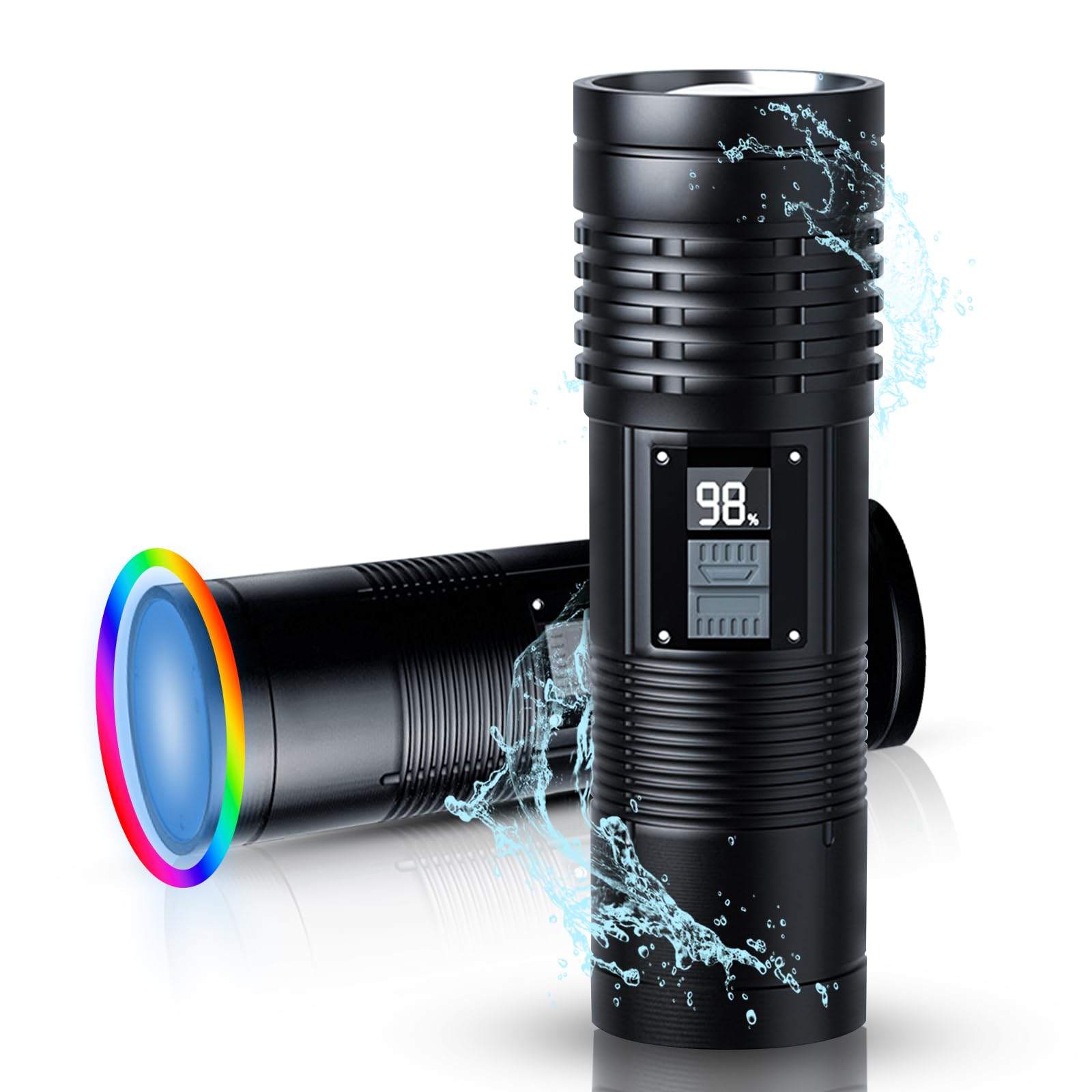 Ruisiya Led Flashlight-Rechargeable Camping Flashlights High Lumens , Bright 2000 Lumens Utility Flashlights With 8 Modes, Waterproof Zoomable Flash Light For Outdoor, Emergencies, Camping Essentials Gear