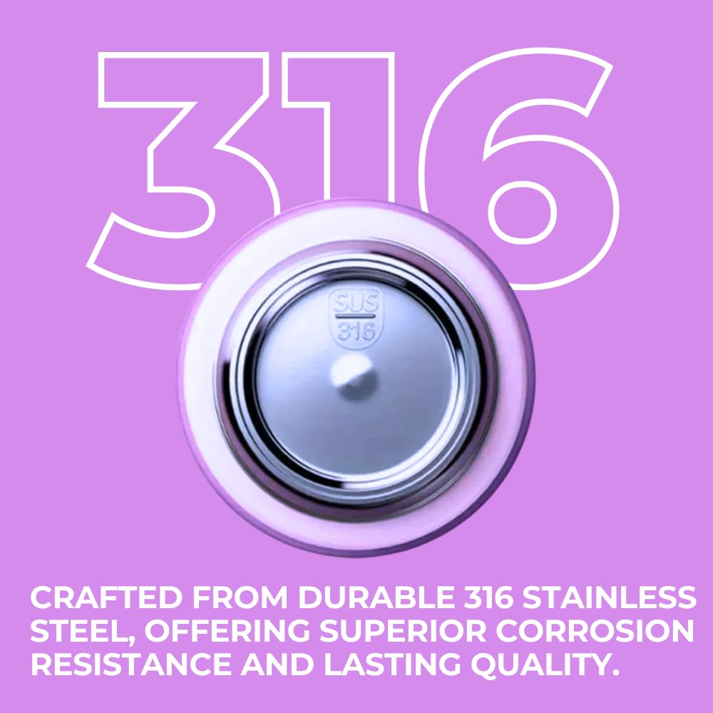 Unicorn Drinking Kids Insulated Water Bottle - Easy Open Button & Carrying Lanyard With Zipper