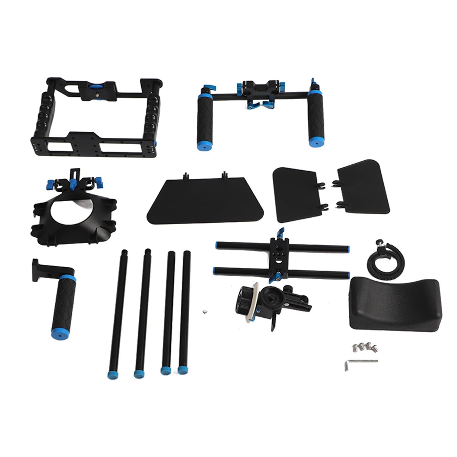 Akozon Lightweight Aluminium Camera Stabilizer Cage Kit With Top Handle, Follow Focus Rods And Shoulder Rig