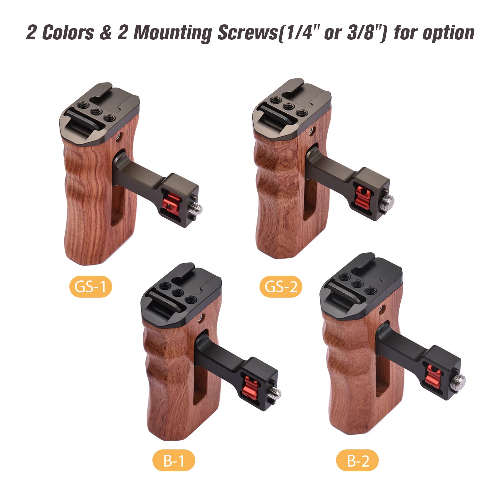 Andoer Wooden Camera Cage Grip, 1/4"" Screw Mount Style With Mini Cold Shoe Mounting Wrench, Compatible With Smallrig Video Cage, Black, Black/White