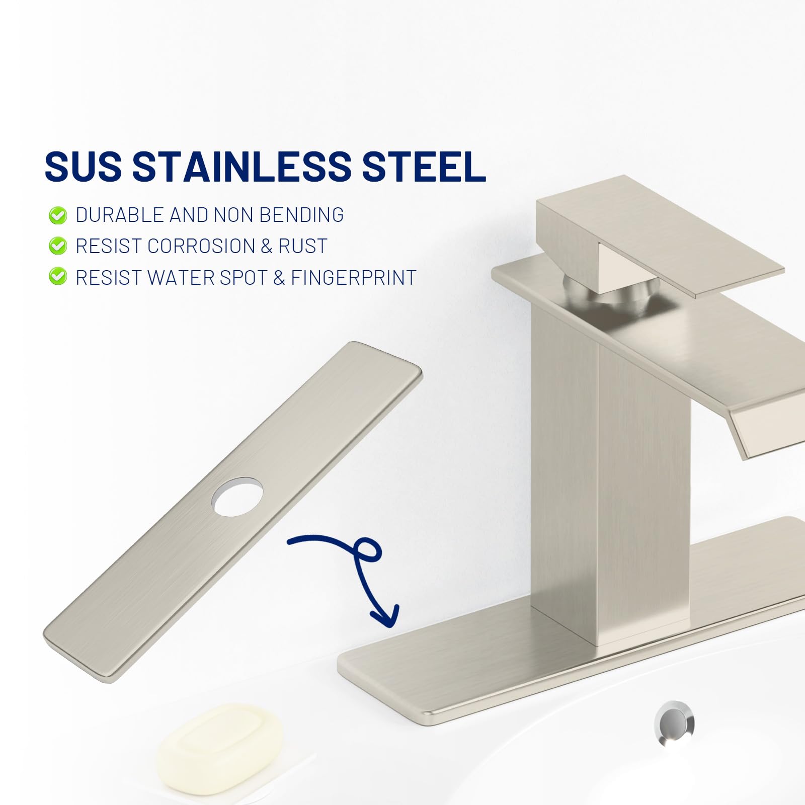 Bwe Square 10 Inch Kitchen Sink Faucet Hole Cover Deck Plate Escutcheon Brushed Nickel