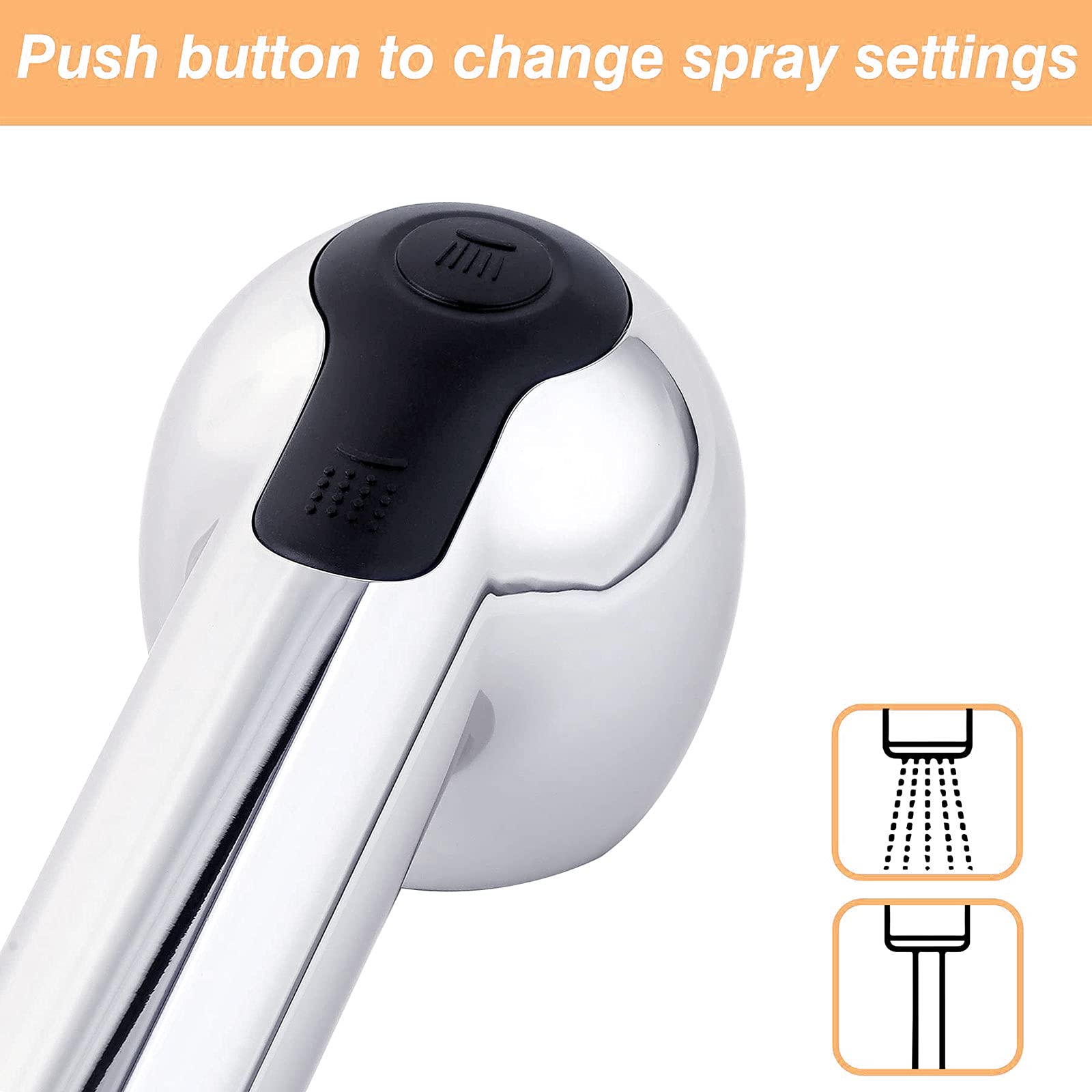 Droutti Pull Out Spray Head Bathroom Kitchen Sink Pull-Down Faucet Universal Replacement Part 2 Function Kitchen Sink Faucet Sprayer Head For Bathroom Kitchen Polished Nickel (Brushed Nickel)