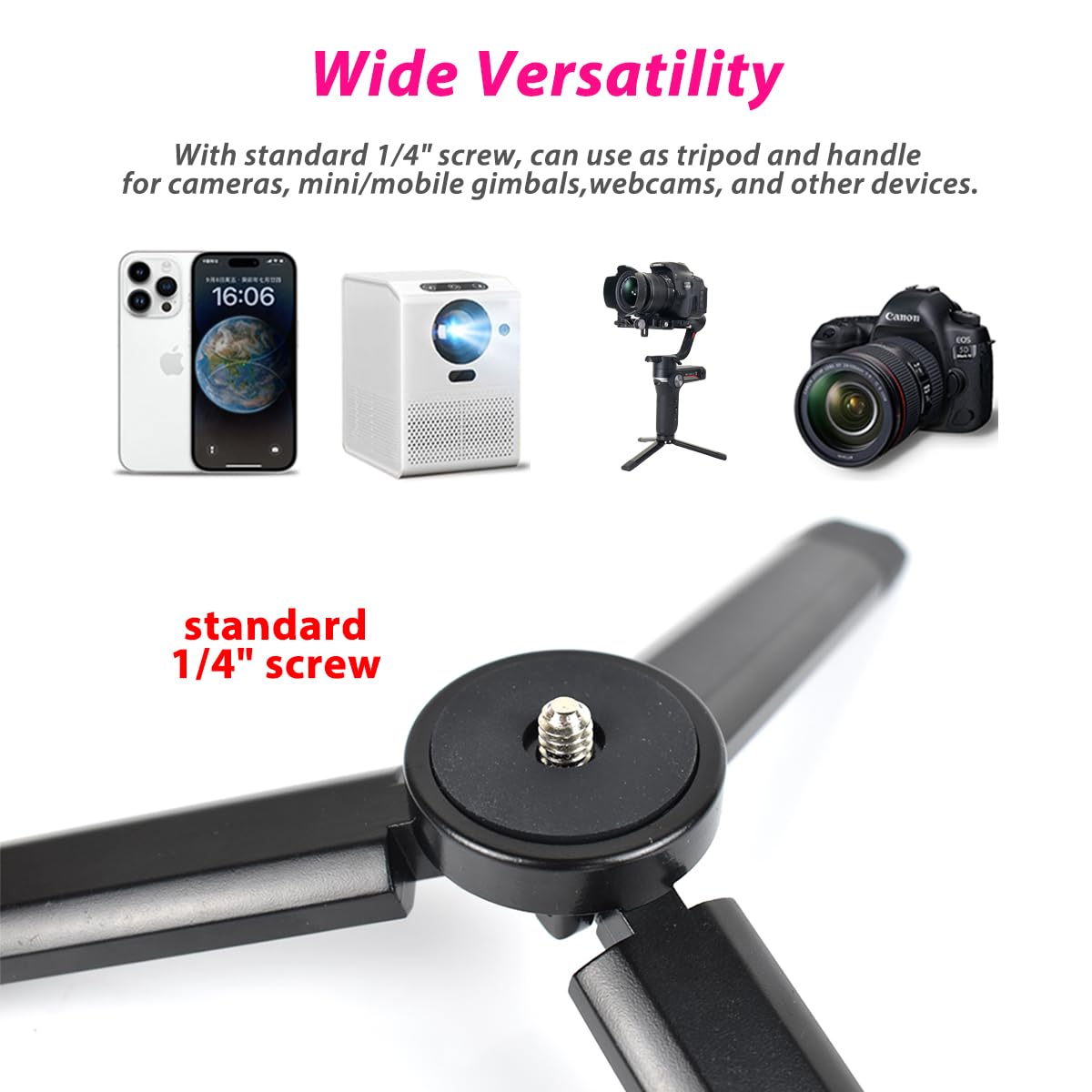 Akeipho Aluminum Mini Tripod, Desktop Tabletop Tripod Stand For Dslr Cameras, Zhiyun Smooth, Dji Ronin Sc/Rs3 Mini,Osmo Mobile,Moza Mini,Gimbal Handle Tripod (Level Fixed)