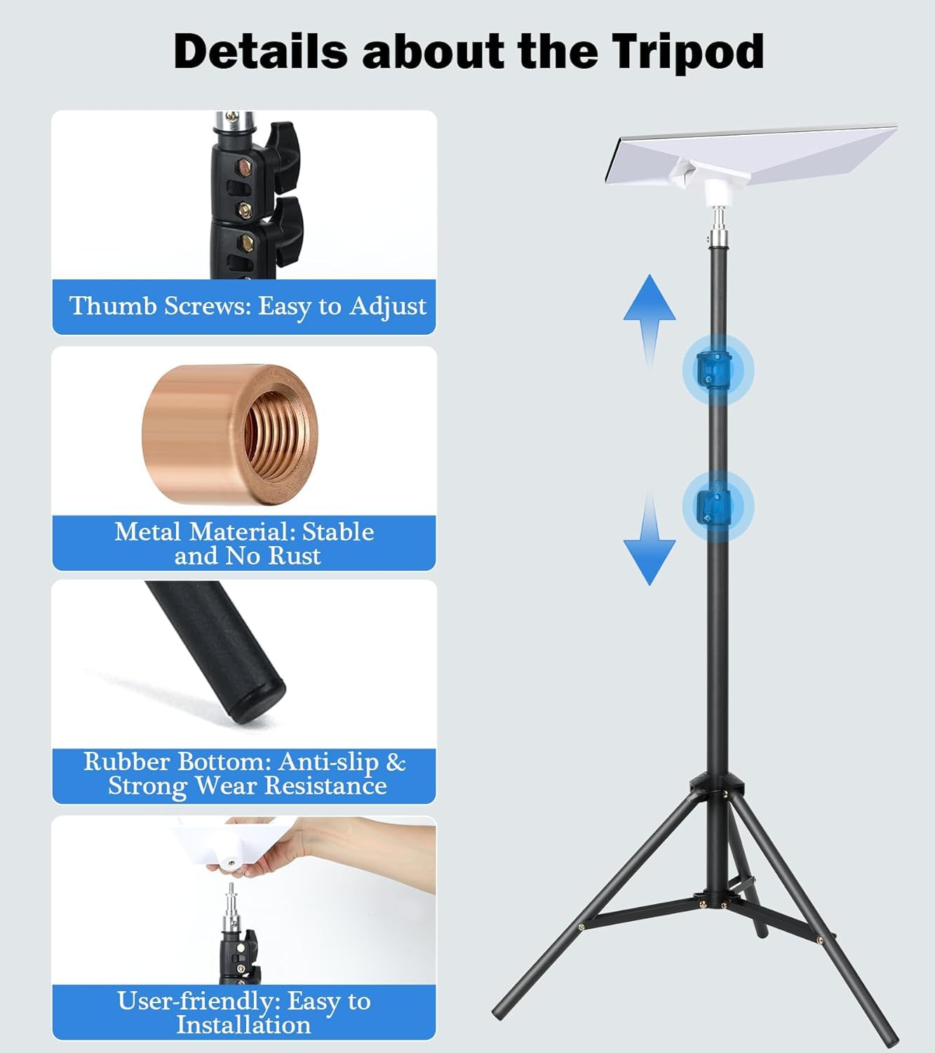 Akikdj Starlink Mini Tripod Mounting Kit With Adapter,Adjustable Tripod Mount,Portable Design For Satellite Internet +Mini 1/4 Inch Threaded Adapter.