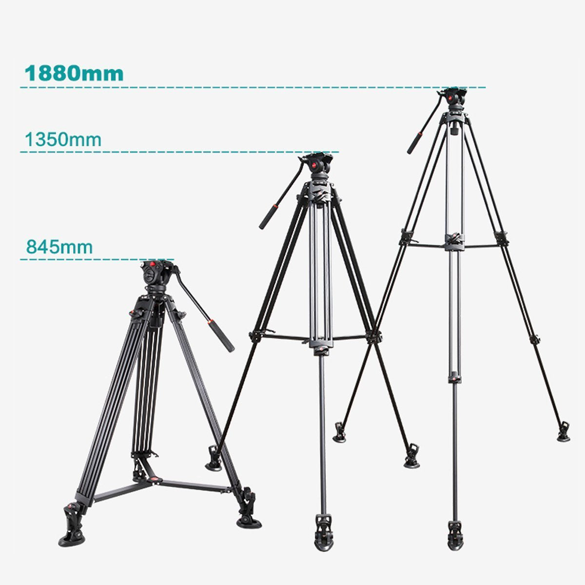 Viltrox Vx-18M Professional Aluminum Alloy Heavy Duty Video Camera Camcorder Panorama Tripod With Fluid Drag Head For Dslr Video Recorder,188Cm/74 Inch