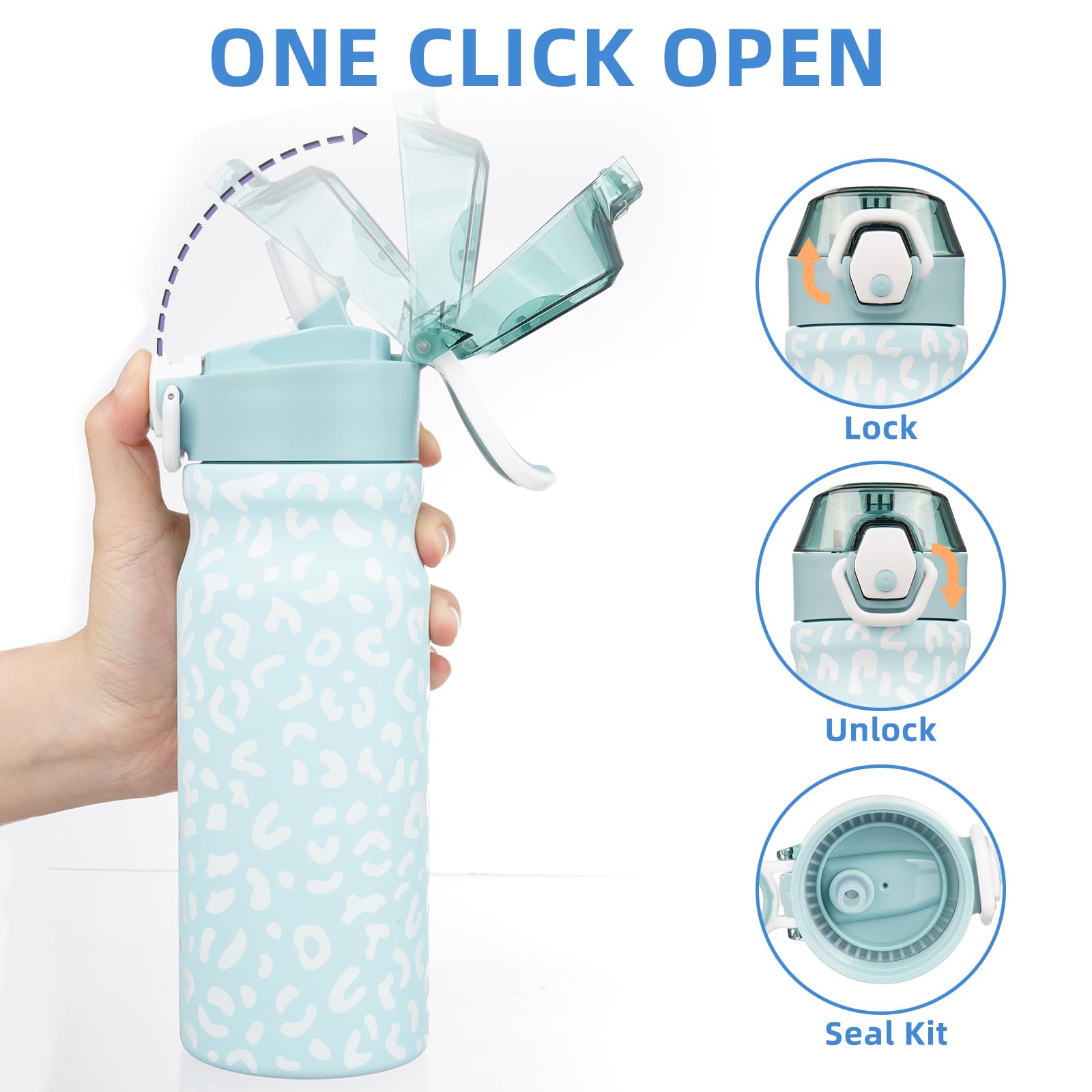 Bjpkpk Insulated Water Bottle 18Oz Stainless Steel Water Bottles With Straw And Carry Handle Double