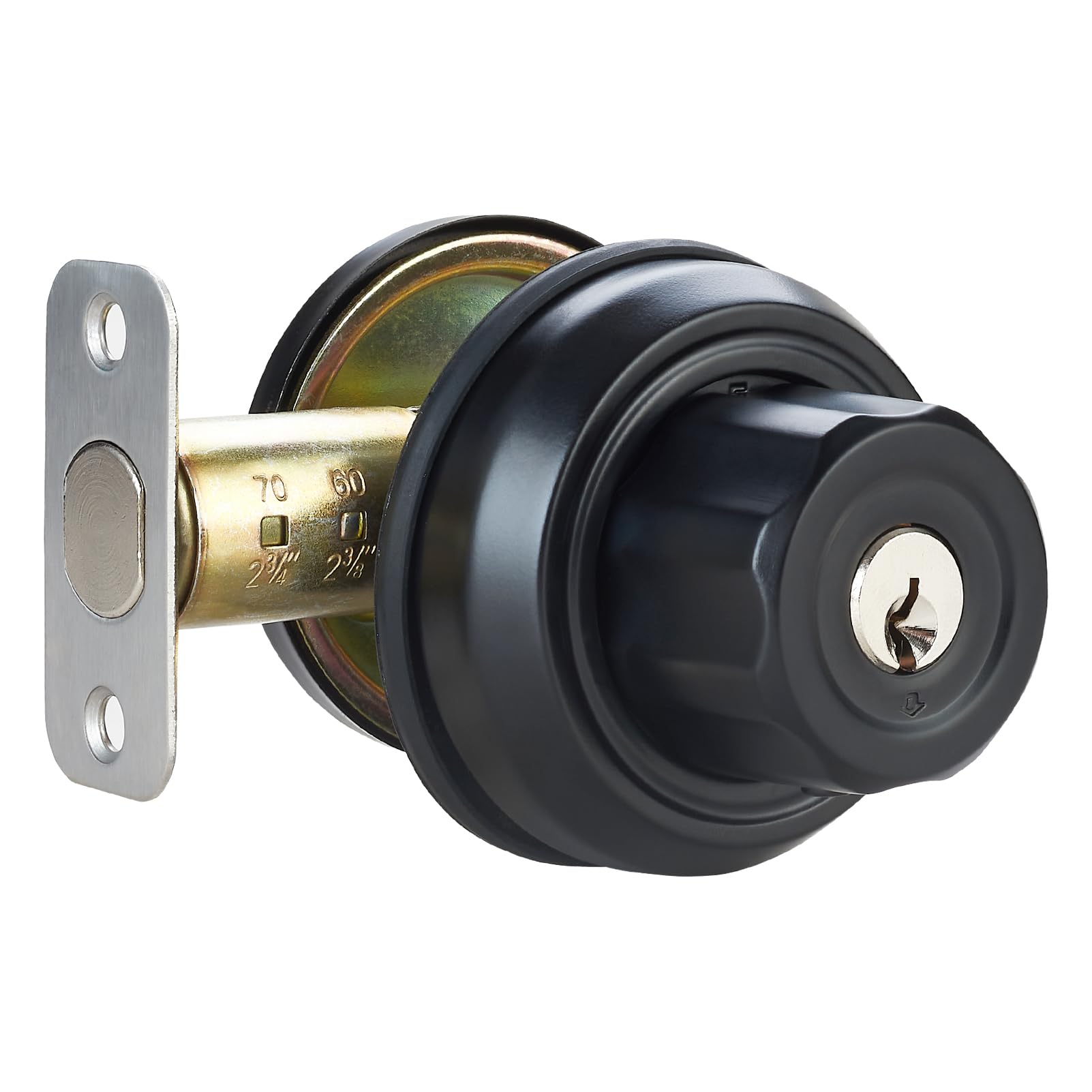 Aisecure Twist-To-Lock Keyless Deadbolt Lock For Front Door Single Cylinder Deadbolt Door Lock With Anti-Mislock Button Black