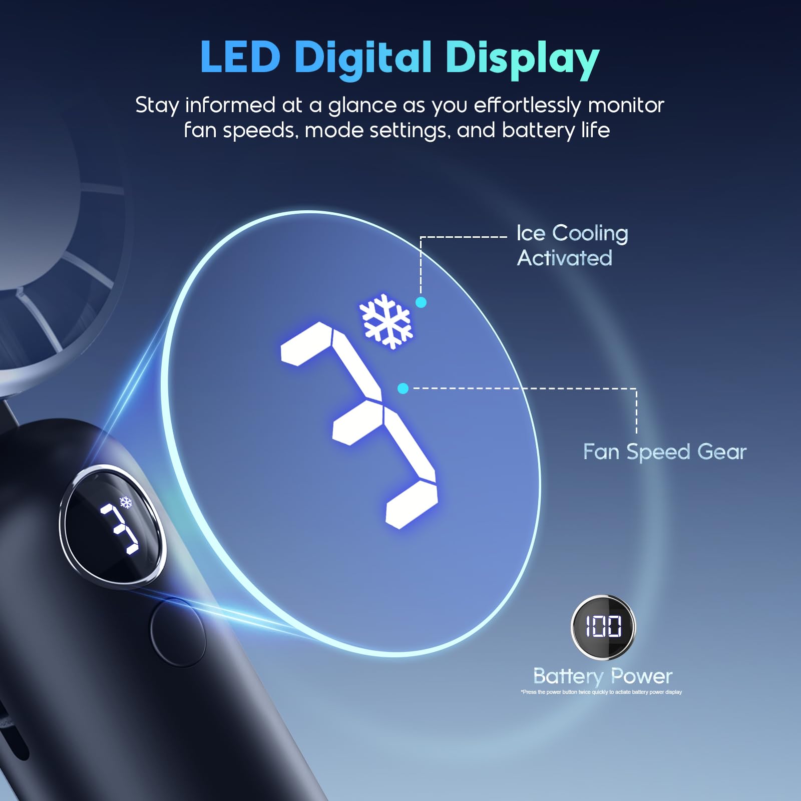 Portable Handheld Fan, Powerful Hand Held Mini Fan, 3 Speed Usb Rechargeable 5000Mah Battery