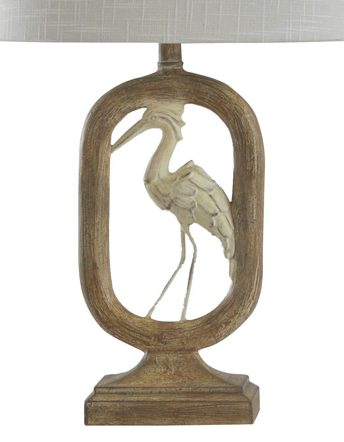Collective Design L27699Cdsam Crane Light Brown, Distressed Bird, Off White Table Lamp