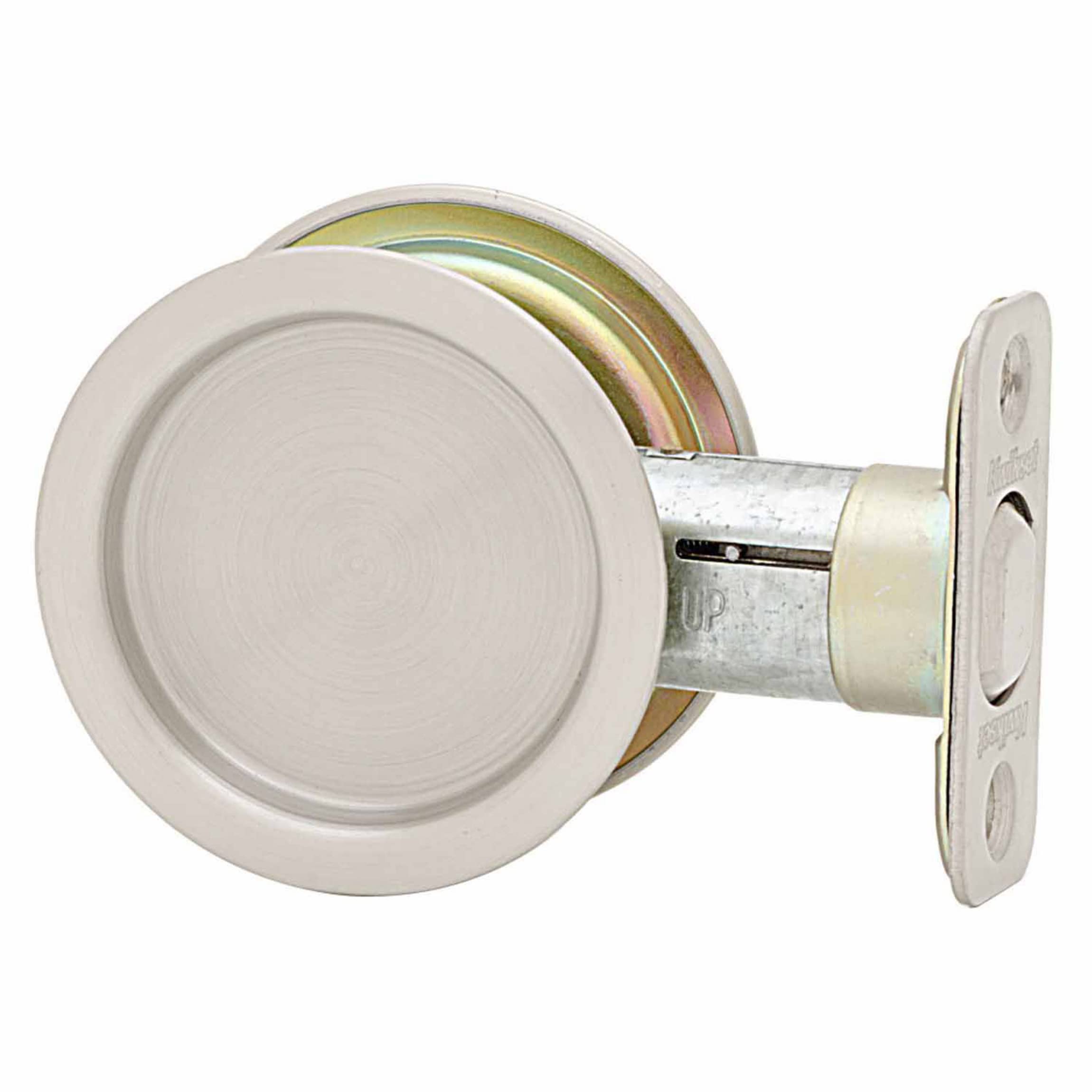 Kwikset 334 Round Hall/Closet Pocket Door Lock In Antique Nickel