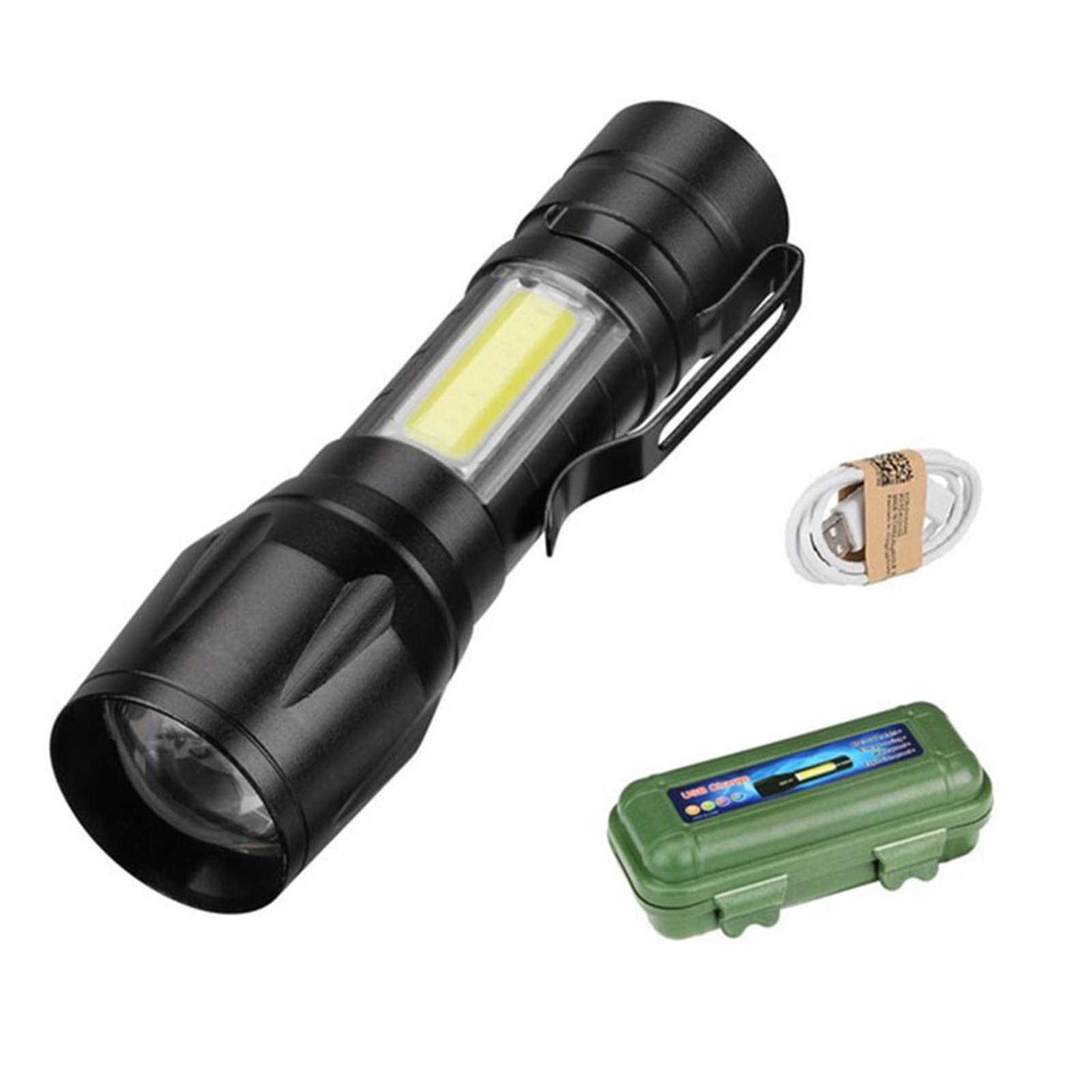 Yodanceleaps Rechargeable Handheld Flashlights Portable Mini Pocket Super Bright Flash Light Strong Led Flash Light With Side Cob Work Light For Camping Hiking Home Outdoor (Black)