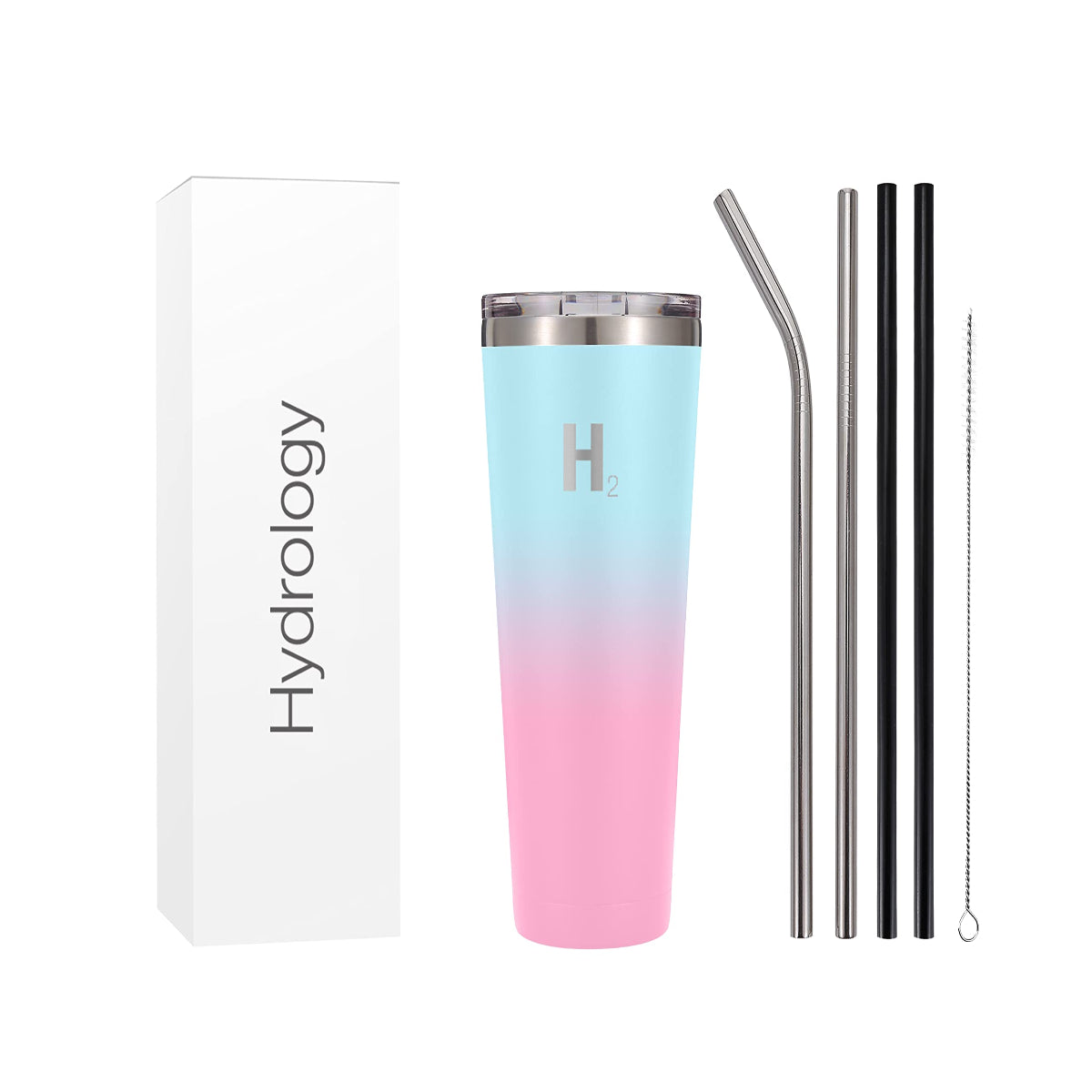 H2 Hydrology Classic Tumbler Tumbler With Lid And Four Straws Double Wall Vacuum Insulated