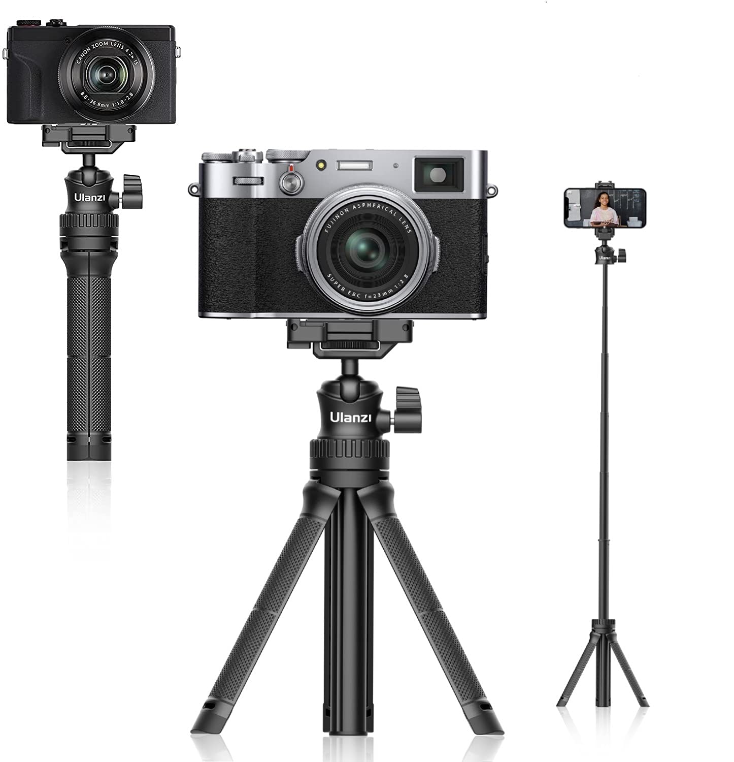 Ulanzi Smartphone Tripod, Mt-34 Selfie Stick Tripod All-In-One, Extendable Tripod Camera Compatible With Iphone 12 Pro Max/12 Mini/11 Pro Max/Xr/X, Samsung Phone, Vlog Camera