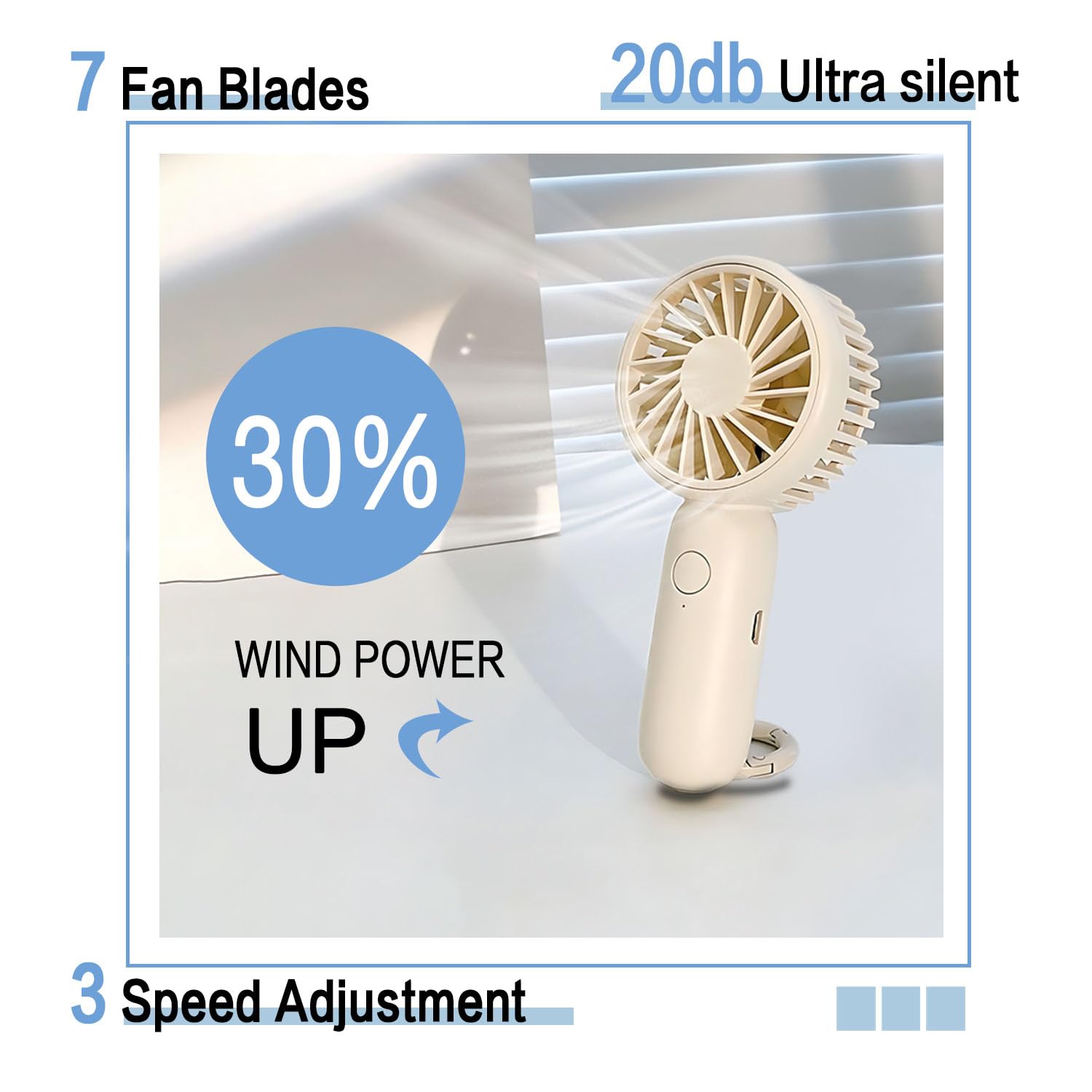 Portable Mini Handheld Fan, 2 In 1 Fan With 3 Colors, 3 Adjustable Wind Speeds, Battery Powered, Usb