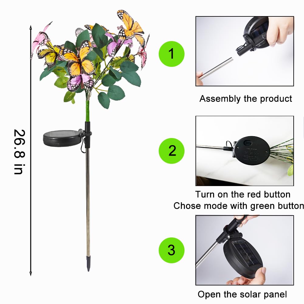 Opvande Solar Butterfly Lights Outdoor Waterproof,2Packgarden Light Decorative Solar Stake Lights With Butterflies Decor For Yard Lawn Patio Pathway
