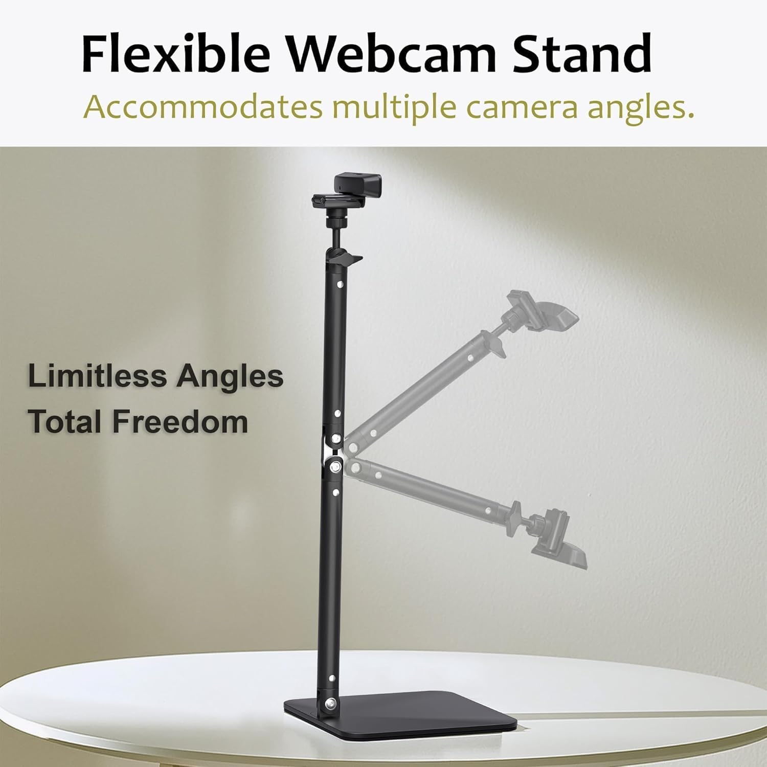 Advenza Webcam Camera Stand, Phone Mount, Sturdy Desk Mount For Webcam C922 C930E C920S C920 C615 C960 C920X Brio 4K, Phone Mount, Right Light With 1/4" Thread
