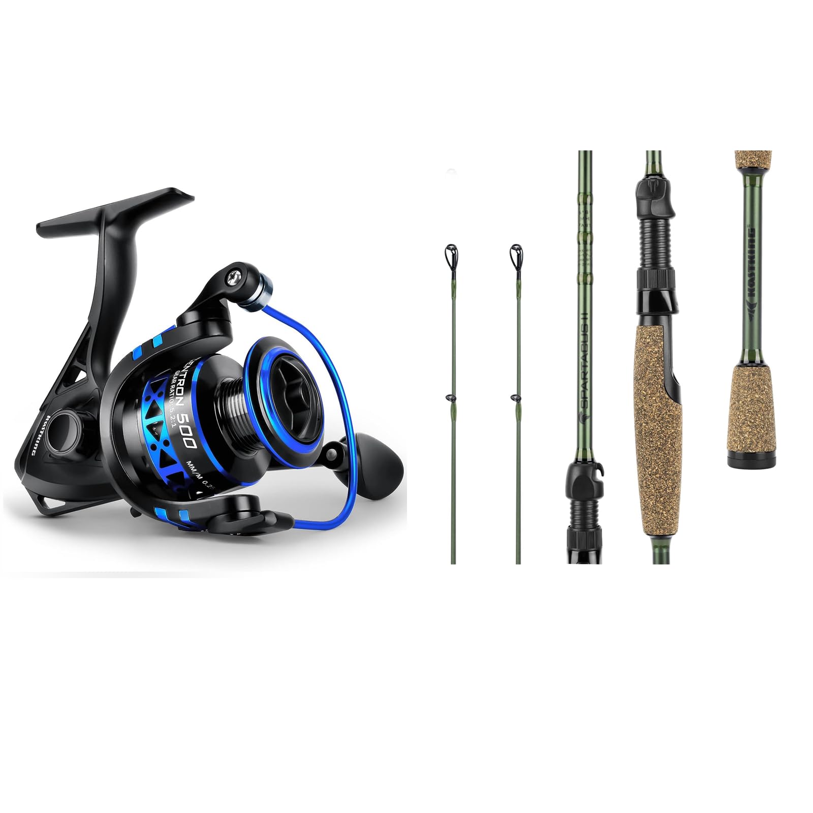 Kastking Centron Spinning Reel, Size 3000 Fishing Reel, Spartacus Ii Twin Tip Fishing Rods, Spin - 6'8" - M Power - Fast