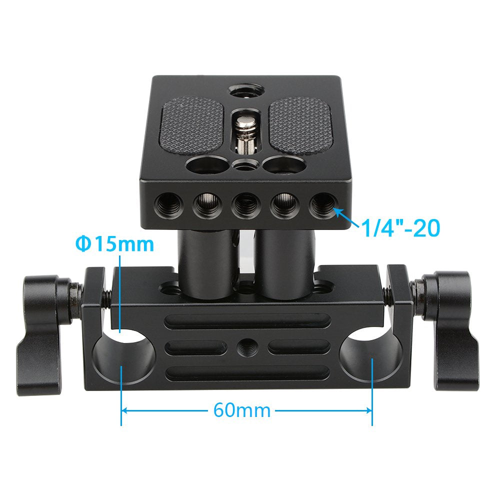 Camvate Dslr Baseplate Mount With Railblock Height Riser For 15Mm Rail Rod Support System - 1237