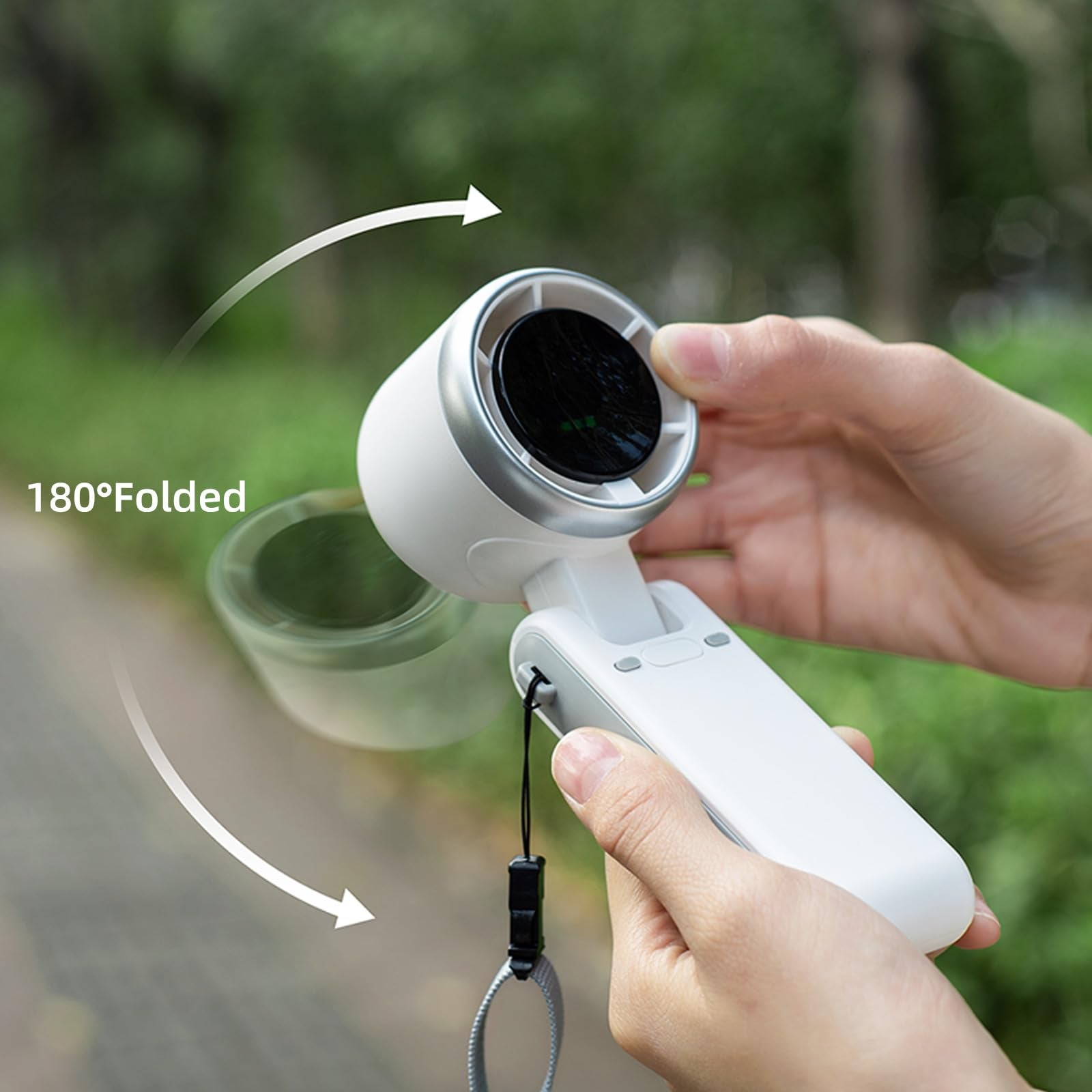 Handheld Portable Turbo Mini Fan With 3600Mah Rechargeable Battery, Led Display, 180 Foldable 3 In 1