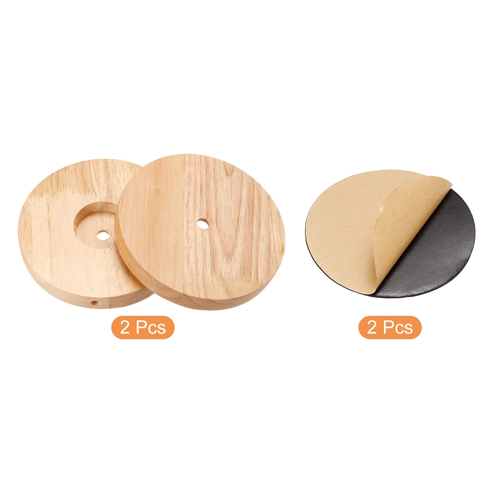 Patikil 150Mm Wooden Lamp Base, 2 Pack Circular Solid Wooden Base Wood Desk Lamp Stand Replacement For Table Lamps Diy