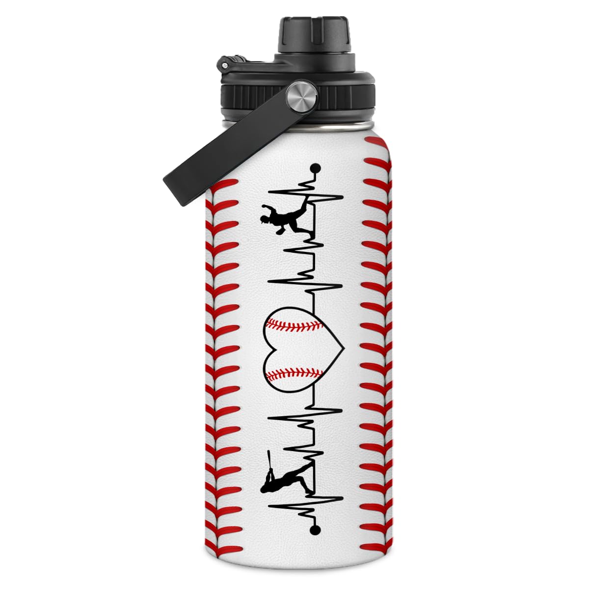 Sandjest Baseball Water Bottle 32Oz Stainless Steel Insulated Bottle For Men, Women