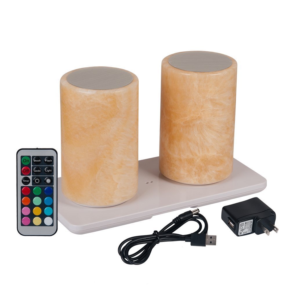 Hero-Led Tb-Cl-On01 Restaurant Table Lighting, Rechargeable Led Table Lamps With Remote Timer Controller, Set Of 2, Cylinder, Onyx 01