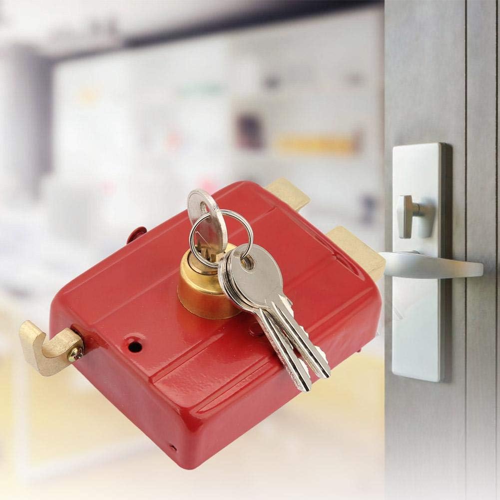 Cytgouper Anti-Theft Vertical Hinged Doors With Easy To Install, Metal Deadbolt Rim Lock, Red Security Lock With Keys For Ront Door& Home Safety