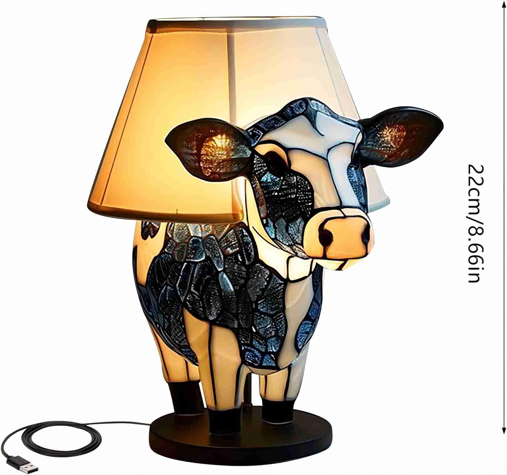 Desniltol Cow Lamp, 3D Animal Table Lamp, Cute Highland Cow Bedside Lamp, Energy-Saving Portable Animal Table Lamp, Cow Night Light With Usb Ports Suitable For Living Room, Bedroom, Home Office