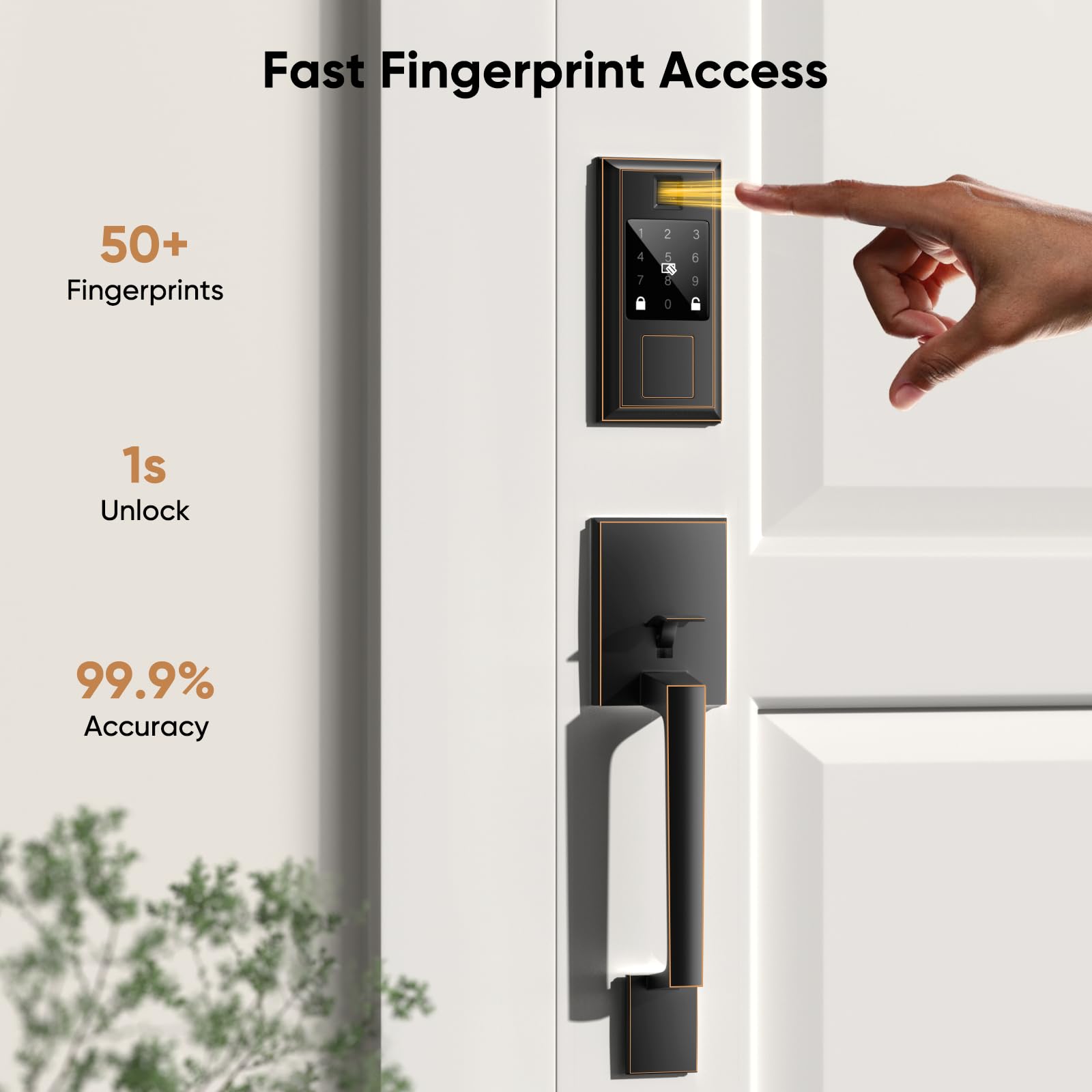 Yytdzsw Smart Front Door Lock Set, Keyless Entry Door Lock Deadbolt With Handle Set, Touchscreen Keypad Smart Locks, Fingerprint Access, App Control, Oil Rubbed Bronze