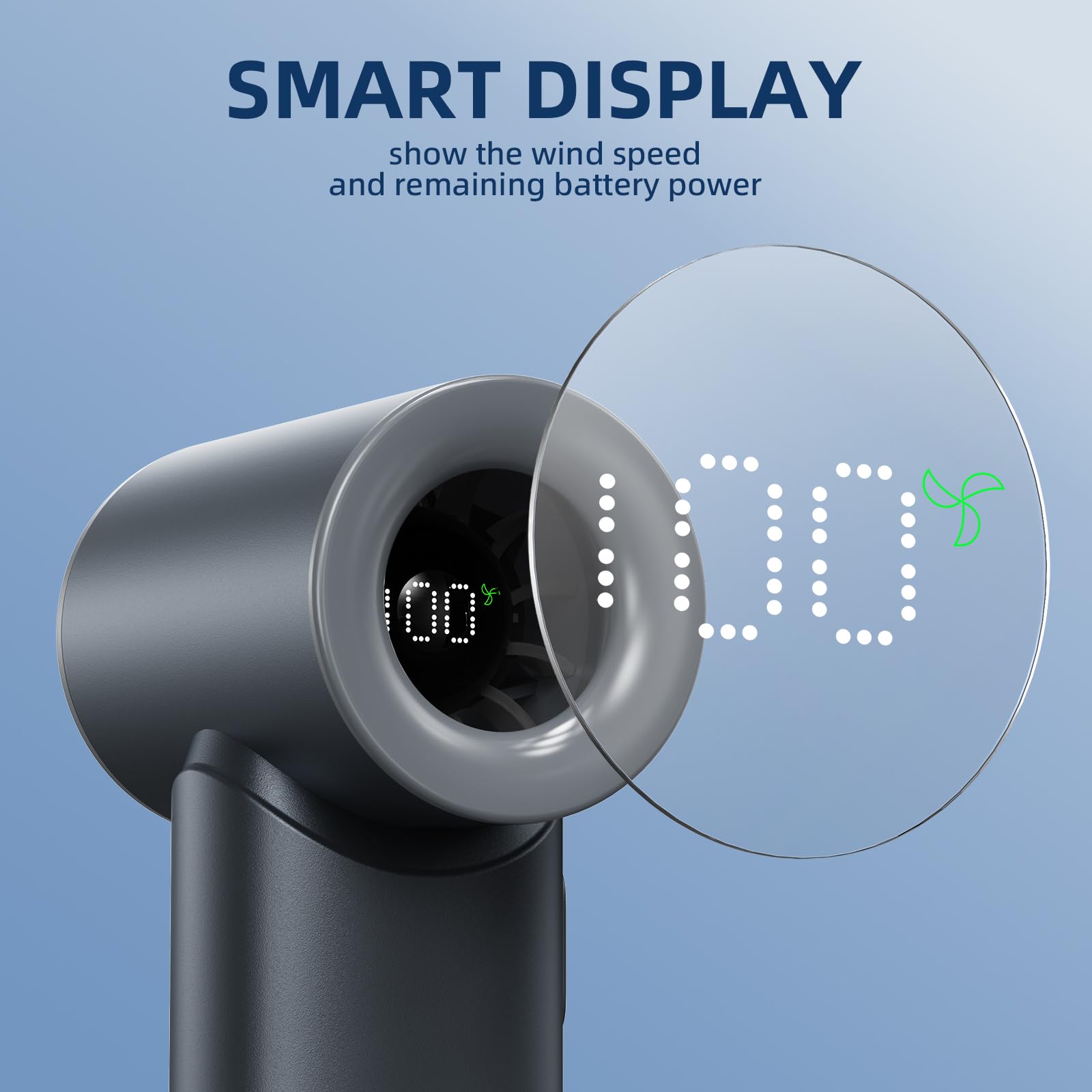 Portable Handheld Mini Fan With Digital Display, 5-Speed Adjustable Personal Device, Lanyard, Wrist