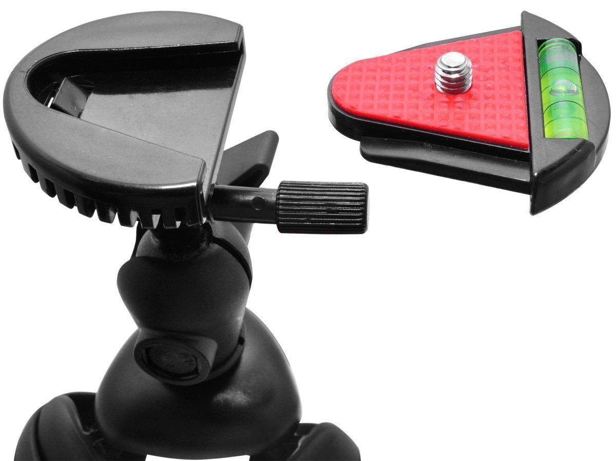Frenzydeals 12" Inch Tripod W/Flexible Spider Disc Legs With Quick Release Plate And Bubble Level For All Smartphones, And Cameras + Frenzy Deals Microfiber Cloth