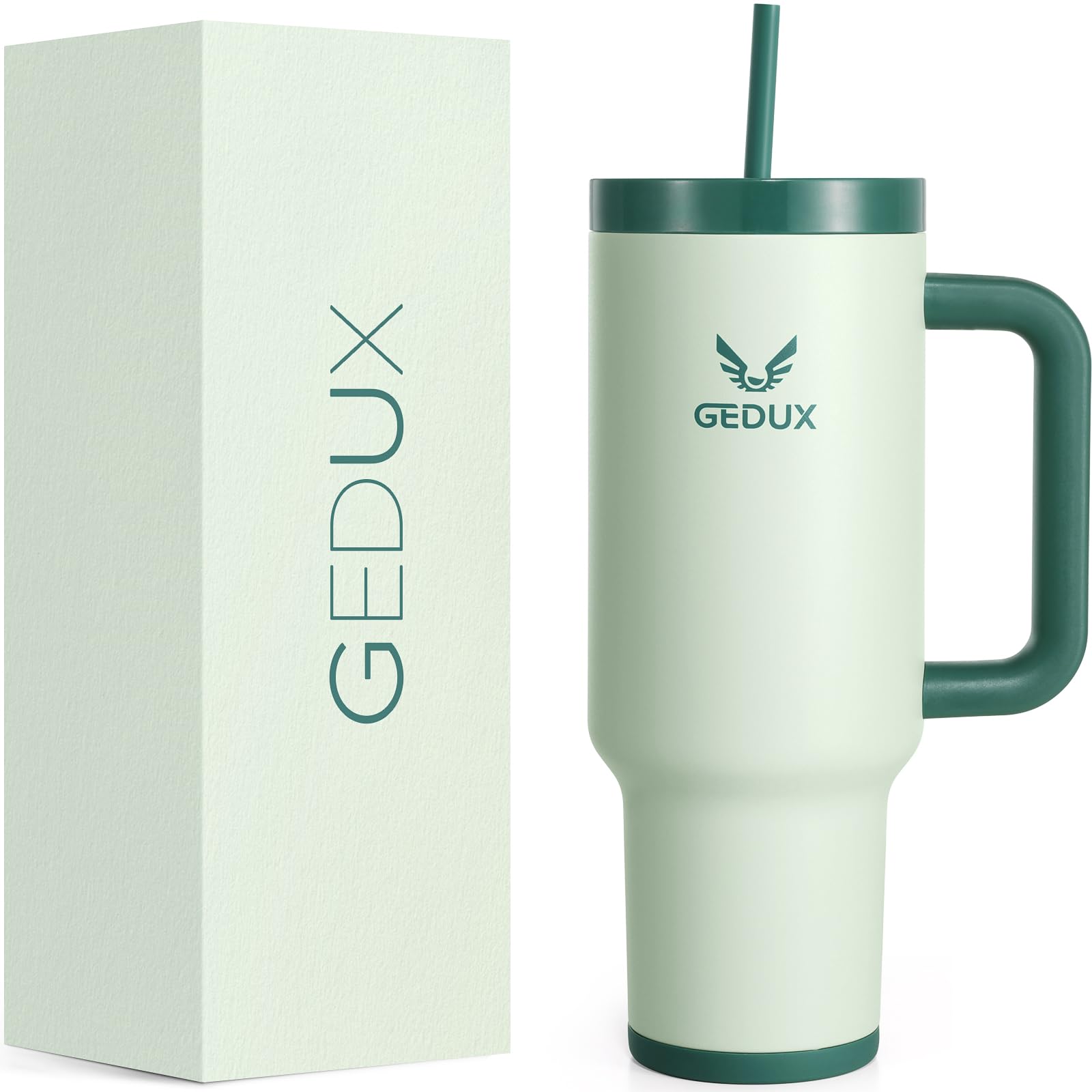 40Oz Tumbler With Handle, 2-In-1 Leak Proof Lid (Straw/Flip), Insulated Water Bottle, Stainless