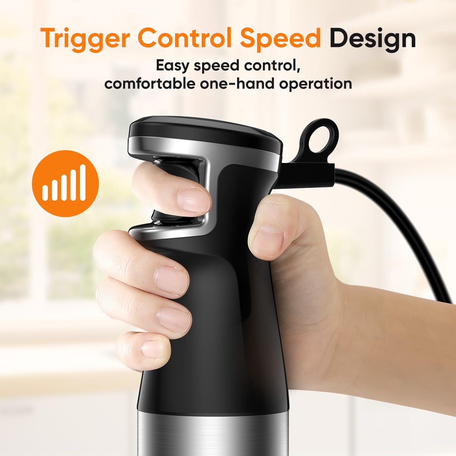 Besroy Immersion Blender Handheld 1100W Corded Hand Blender Trigger Variable Speed 3 In 1 Stick Blender With Whisk, Milk Frother Attachments Emulsion Blender Handheld For Soup, Smoothie, Puree