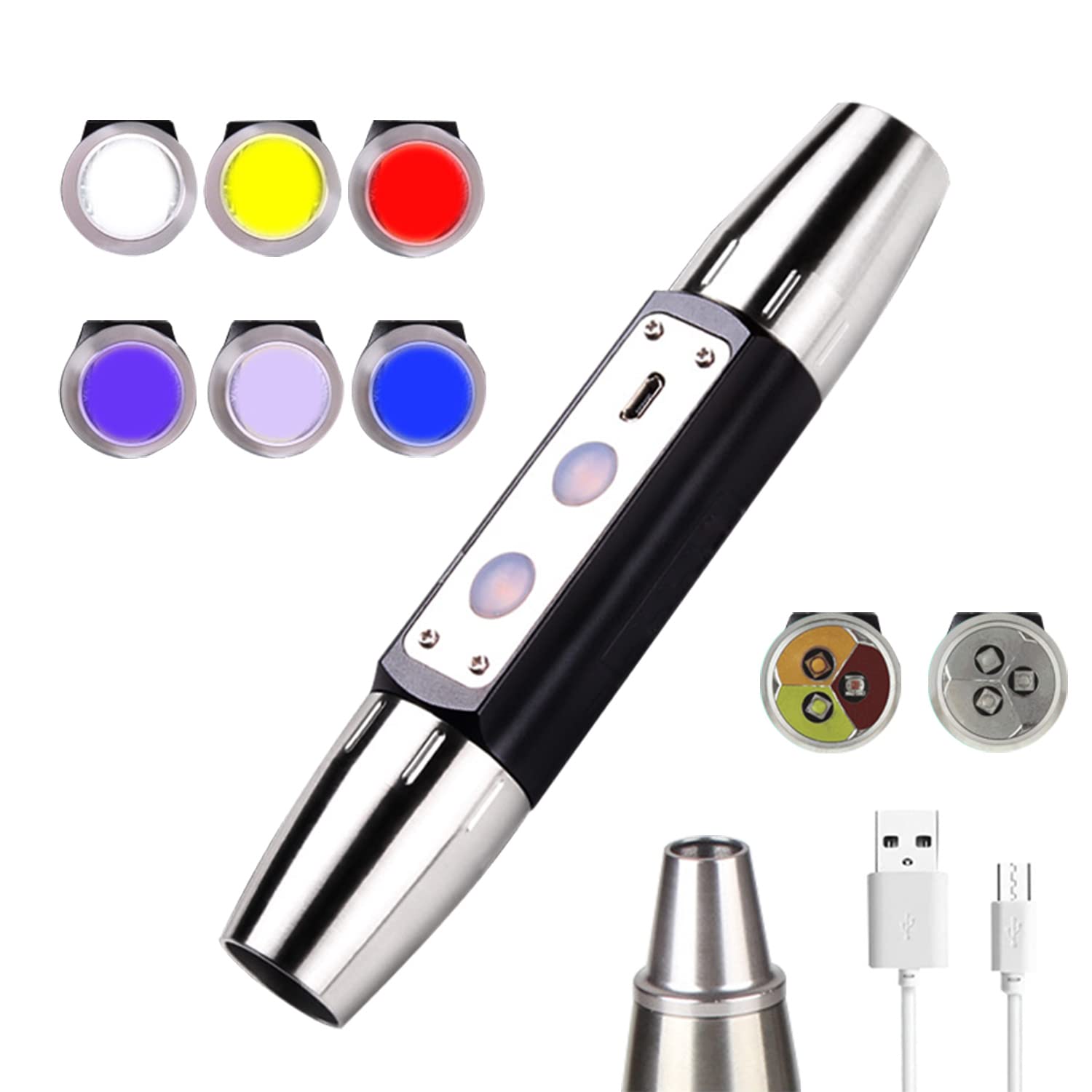 Yzyoe Usb Rechargeable Six Leds Expert Jade Appraisal Flashlight, Jewelry Flashlight ,Red Light,Jewelry Appraisal Gemstones Diamond.
