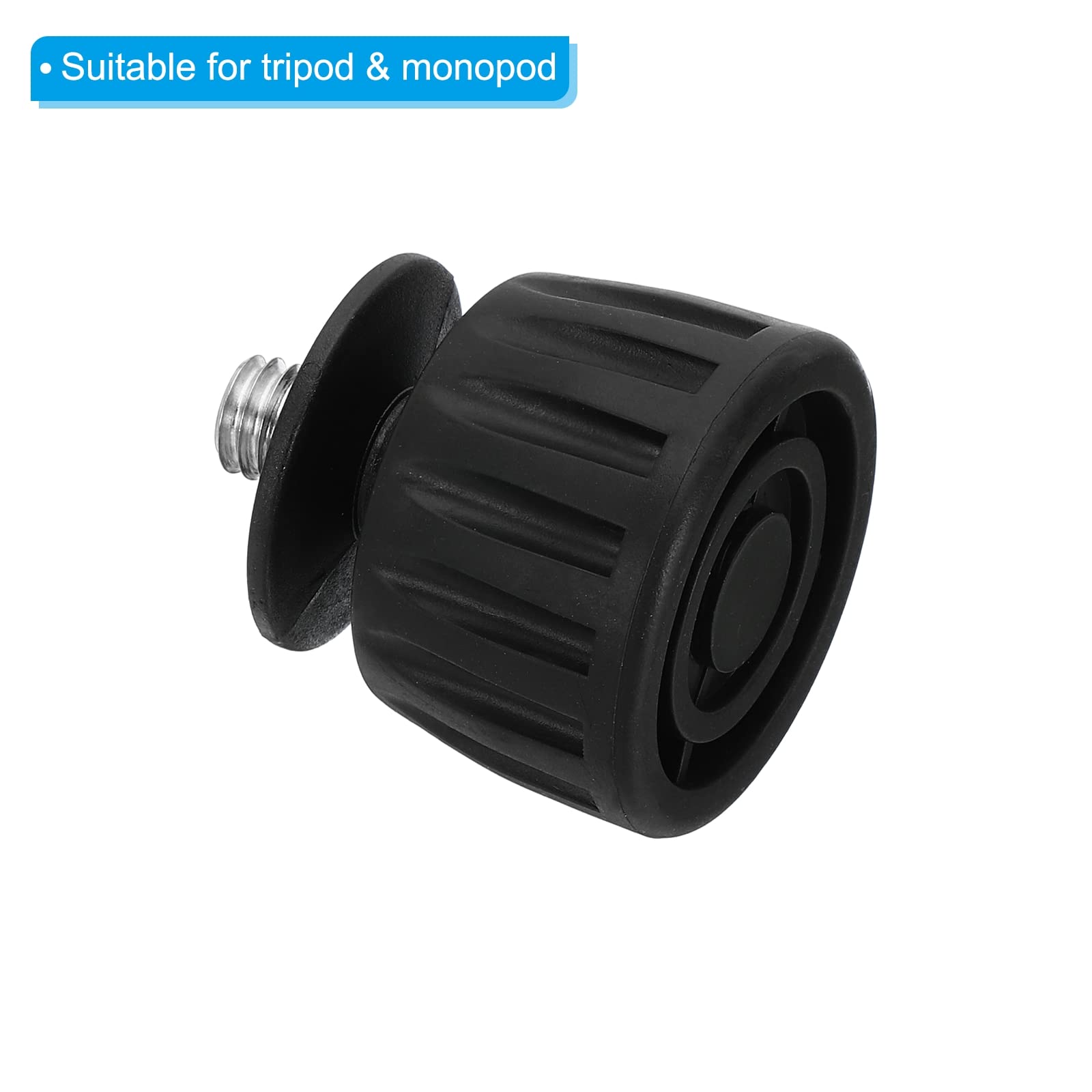 Patikil Universal 1/4" 3/8" Rubber Tripod Feet, Anti-Slip Tripod Replacement Parts 360 Degree Rotation For Camera Tripods Monopod, Black