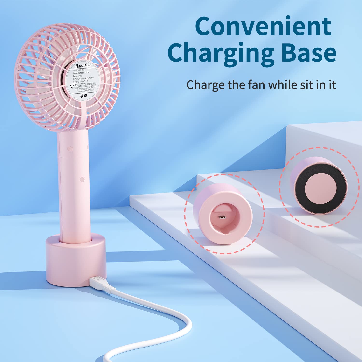 Handfan Mini Handheld Fan, Rechargeable Personal Hand Fans For Women, Electric Cooling Fan For Desk
