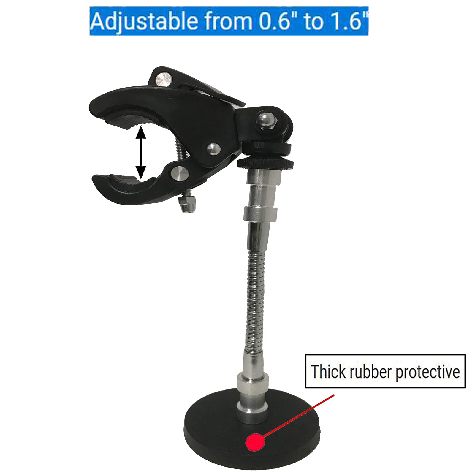 Pmsanzay Magnetic Base Mount Flashlight Mounting Brackets Flashlight Holder - Strong Magnet Base - With Flexible Adjustable Clips - Suitable For Flashlight Diameter From 0.6" To 1.6" - No Flashlight